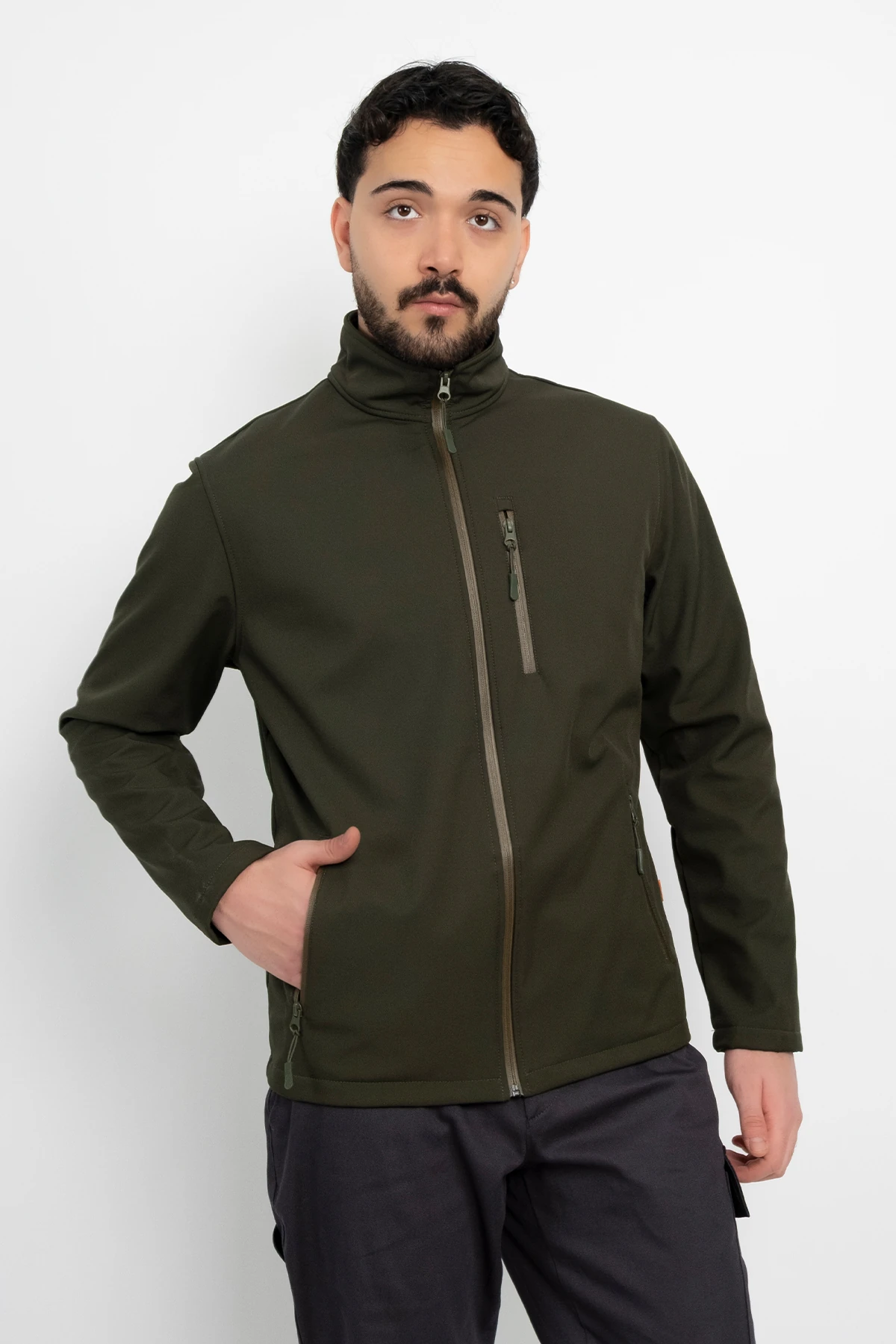 Softshell İçi Polarlı Su Geçirmez Standart Fit Ceket Rüzgar Geçirmez Tam Fermuar Kışlık Unisex Mont