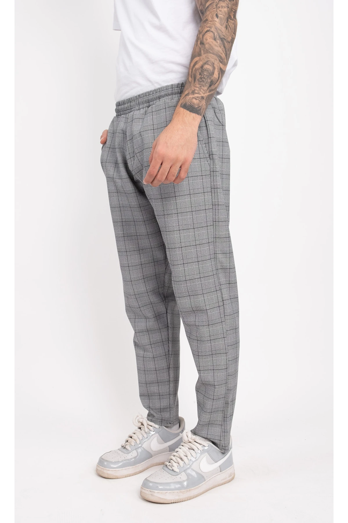 Kare Desenli Belden Lastikli Günlük Pantolon Aşçı Mutfak İş Kıyafeti İş Pantolonu