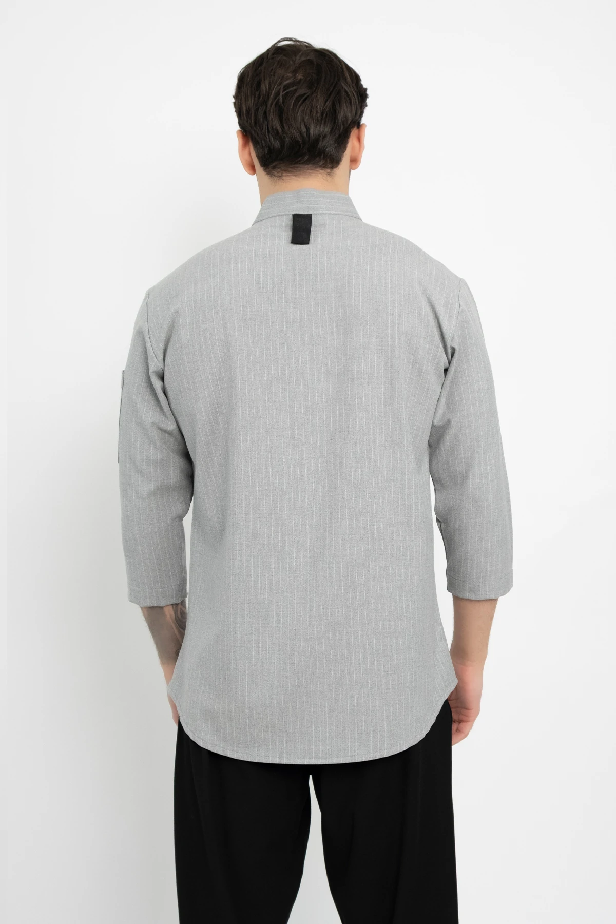 Çizgili Klasik Aşçı Şef Gömlek Aşçı Uniforma (Chef Gömlek) Personel Kıyafeti