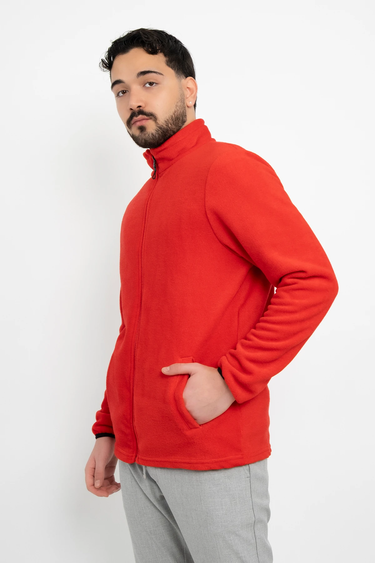 Unisex Anti-Pilling Tüylenme Yapmayan Standart Fit Tam Fermuarlı Soğuk Geçirmez Polar Hırka