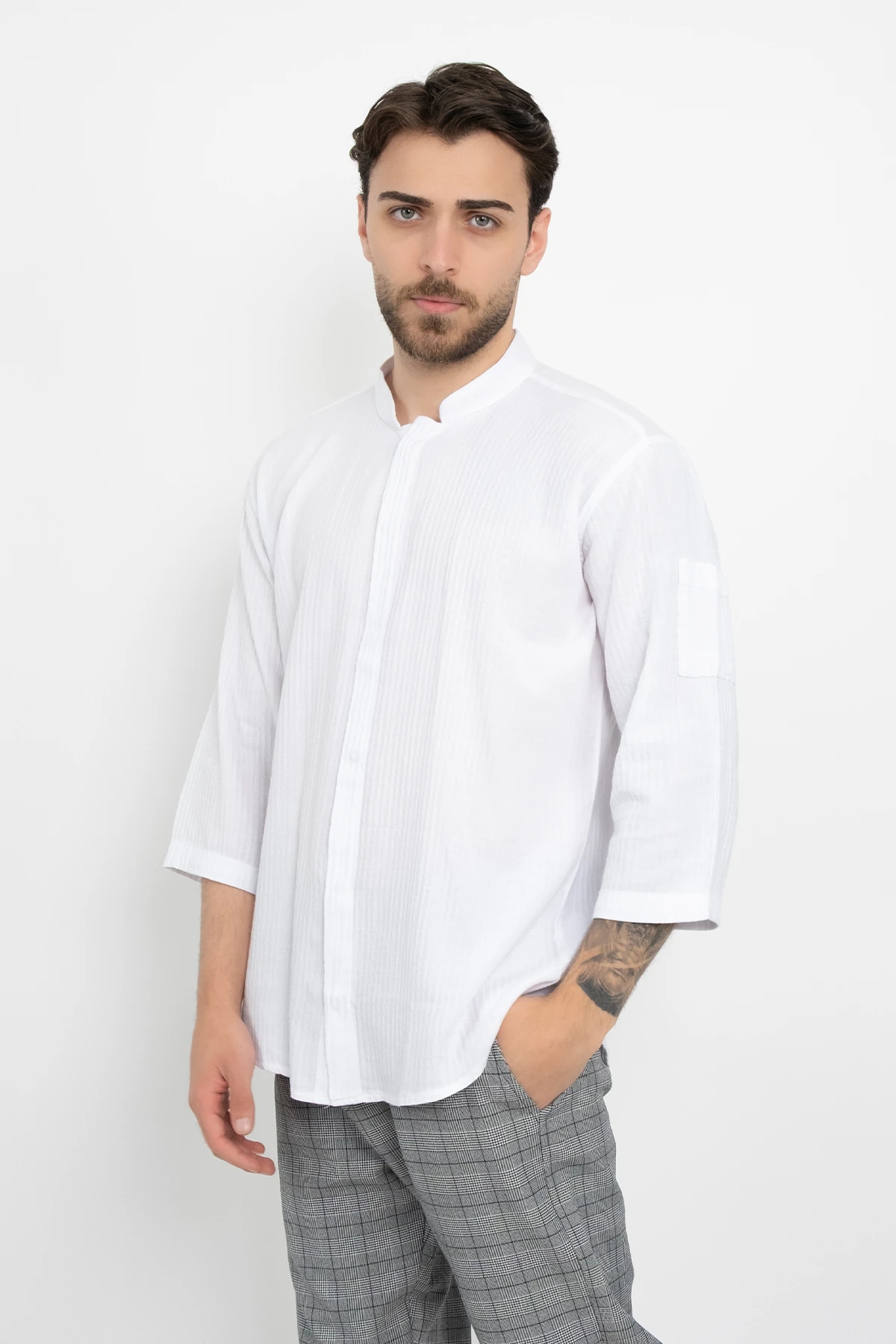 Pamuklu Spor Kol Aşçı Şef Gömlek Aşçı Uniforma (Chef Gömlek) Personel Kıyafeti