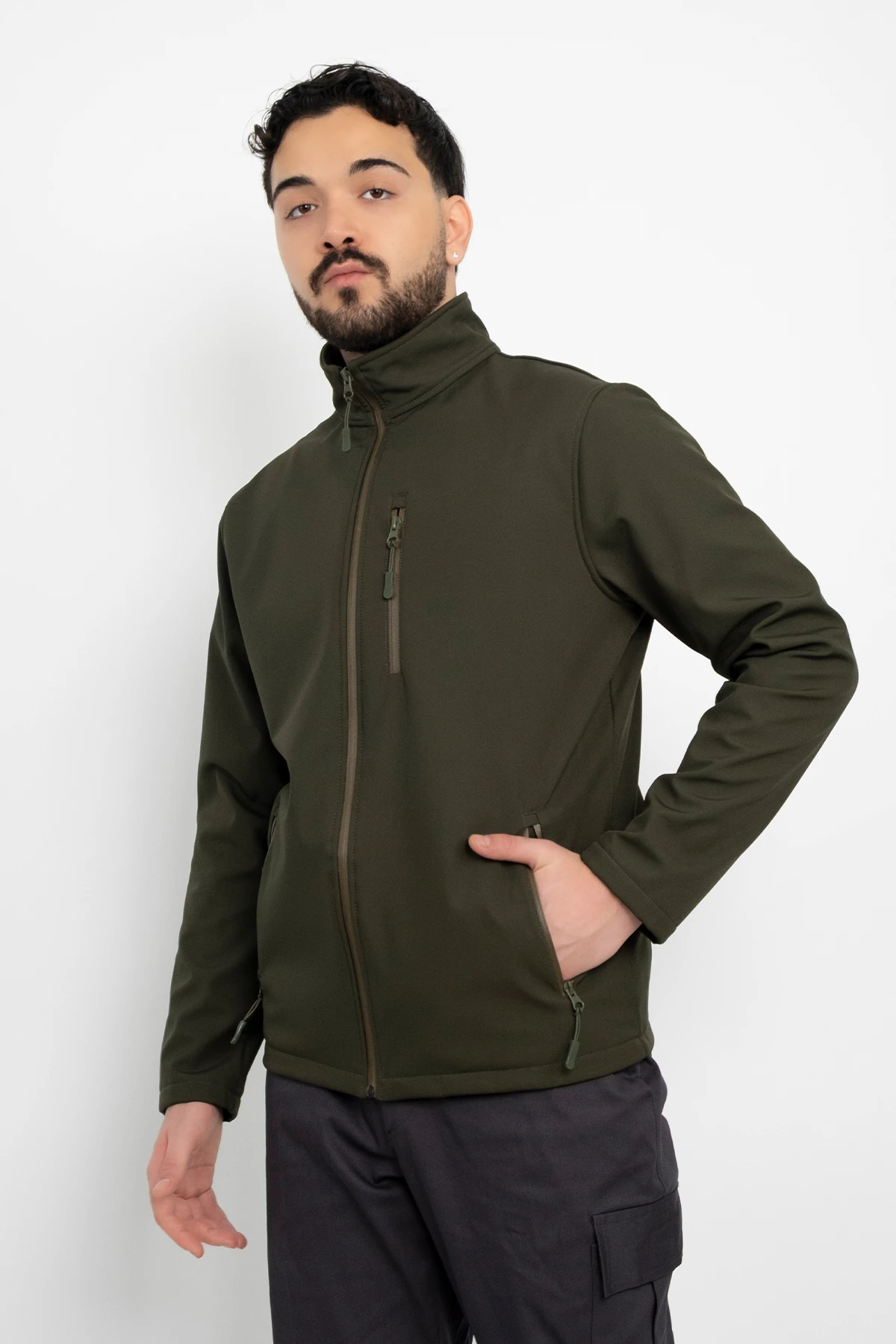 Softshell İçi Polarlı Su Geçirmez Standart Fit Ceket Rüzgar Geçirmez Tam Fermuar Kışlık Unisex Mont