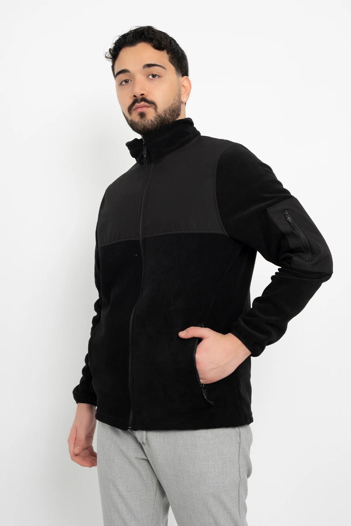 Softshell Detay Polar Su İtici Standart Fit Ceket Rüzgar Geçirmez Tam Fermuar Kışlık Unisex Mont