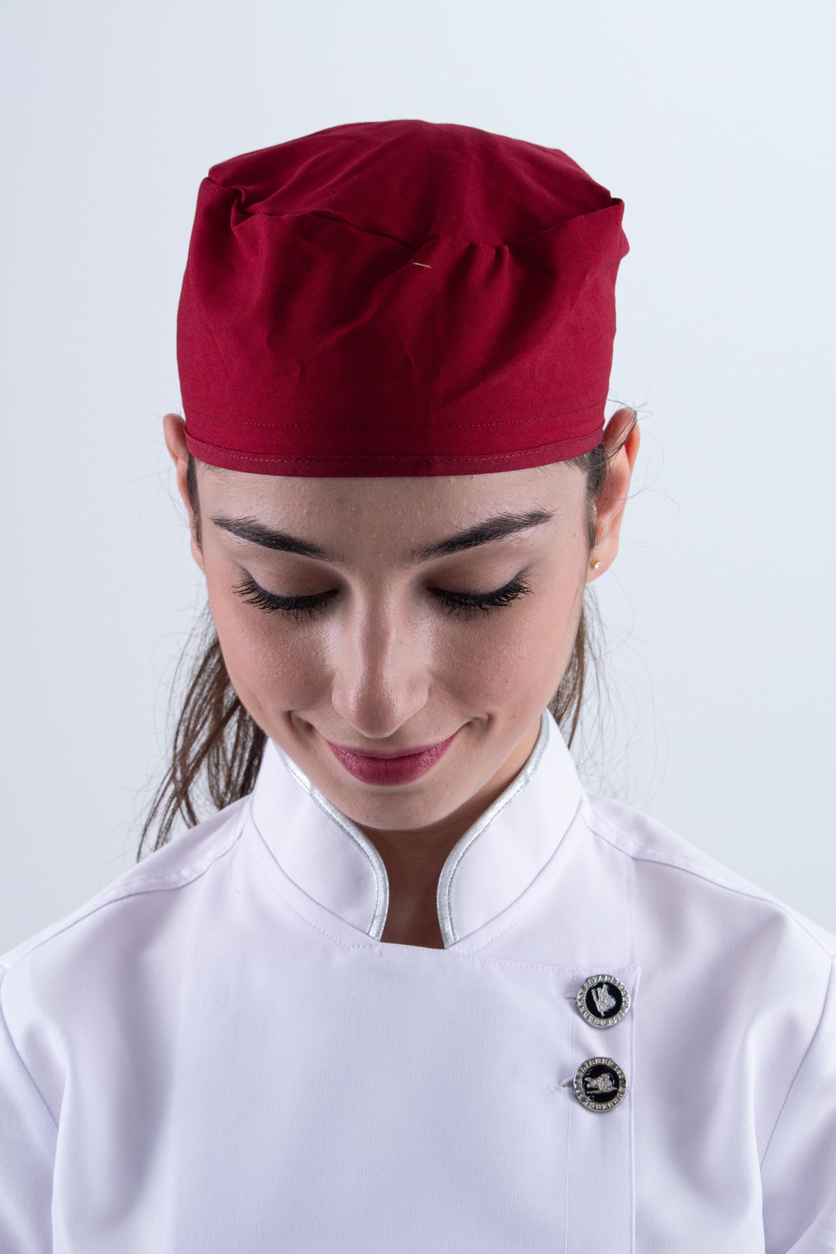 Chef Bone Kep Aşçı Şef Şapkası Kırmızı