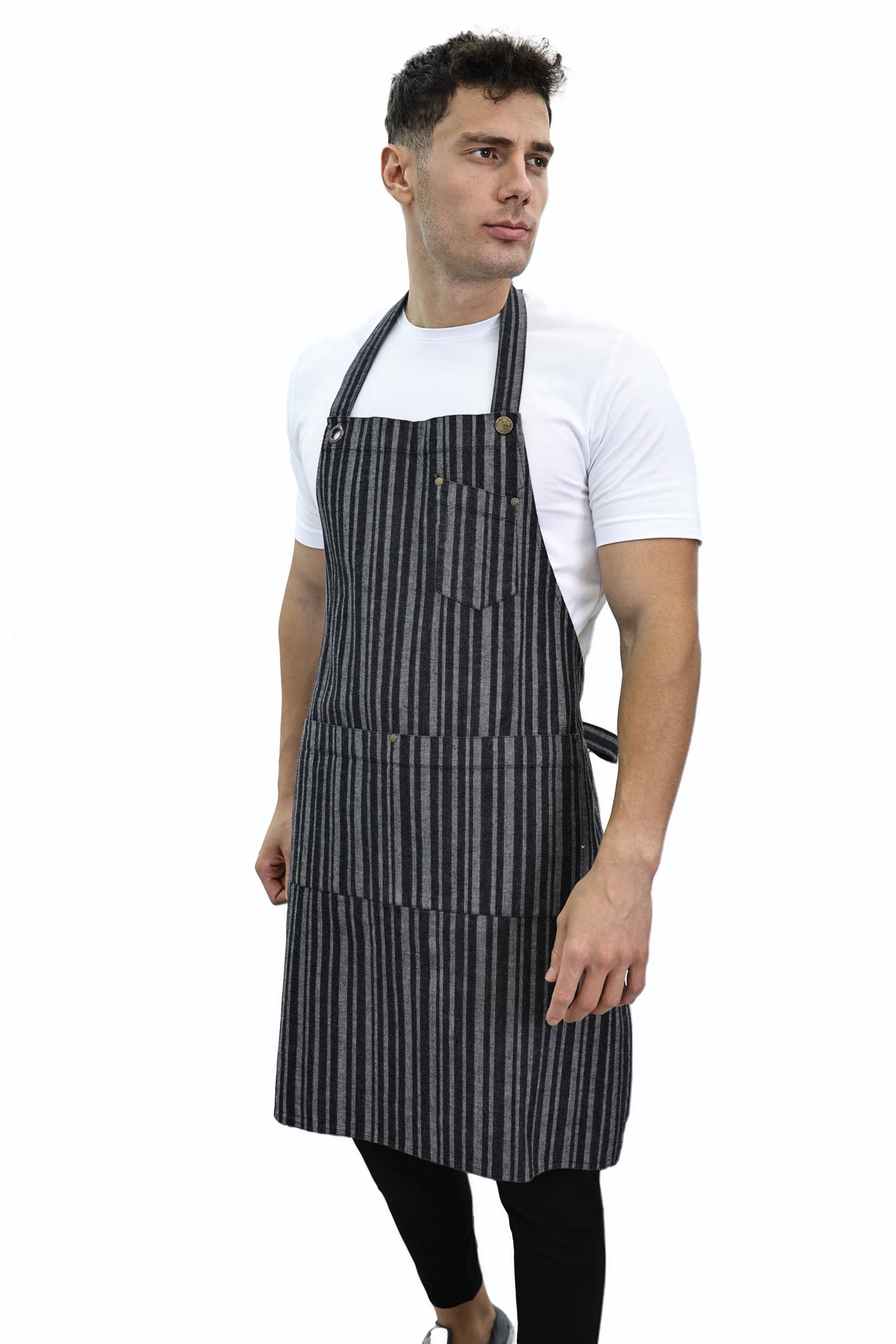 Desenli Ayarlanabilir Düğmeli Arkadan Bağcıklı Önlük