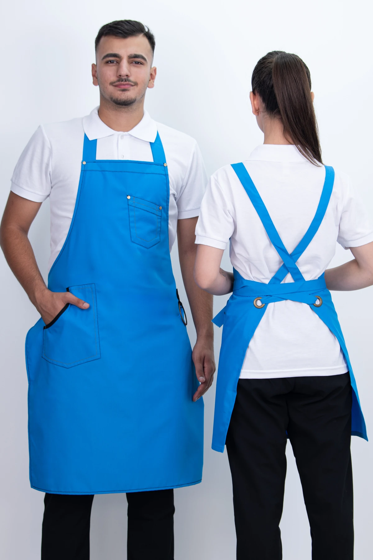 Düz Unisex Ayarlanabilir Çift Cepli Önlük