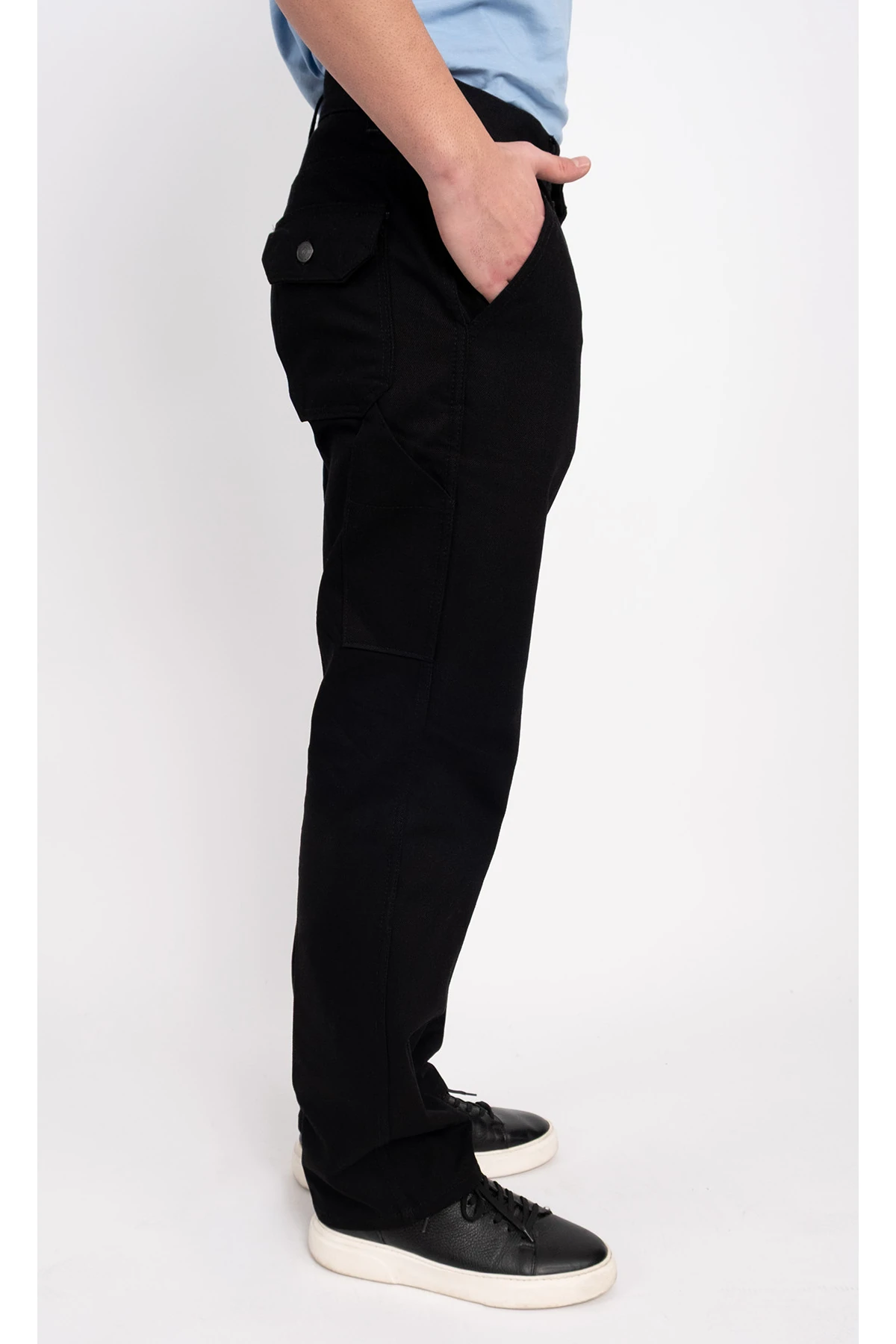 Kargo Cepli Belden Lastikli Düğmeli Fermuarlı Çok Cepli Gabardin Kargo İş Pantolonu