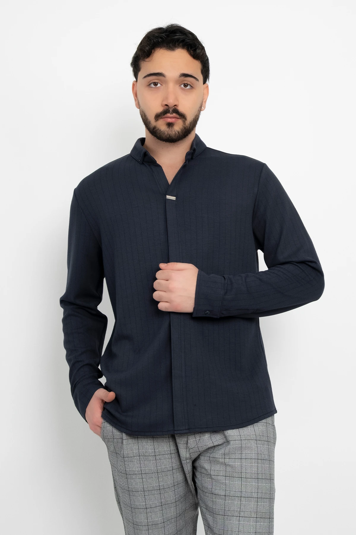 Dik Yakalı Metal Detaylı Klasik Düz Aşçı Şef Gömlek Aşçı Uniforma (Chef Gömlek) Personel Kıyafeti