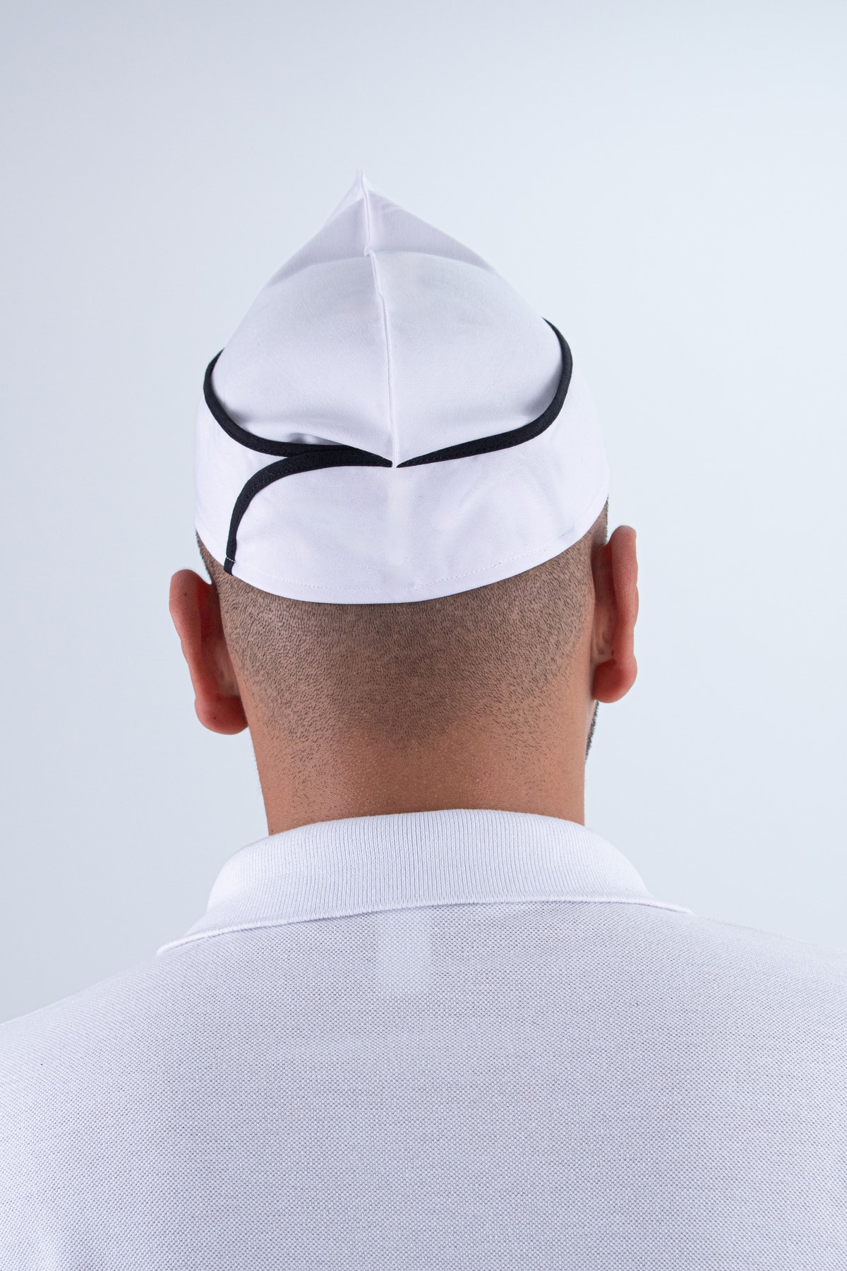 Chef Bone Kep Aşçı Şef Şapkası Beyaz ( Siyah Biyeli )