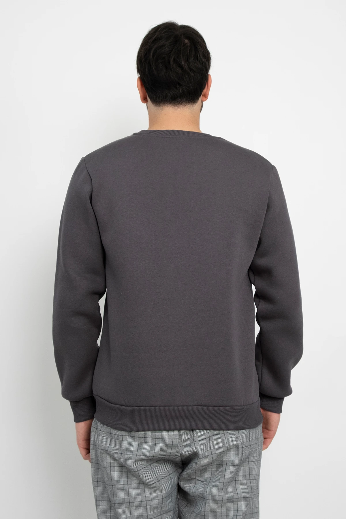 Basic Baskısız 3 İplik Unisex Cepsiz Düz Sweatshirt Yuvarlak Yaka Sweat