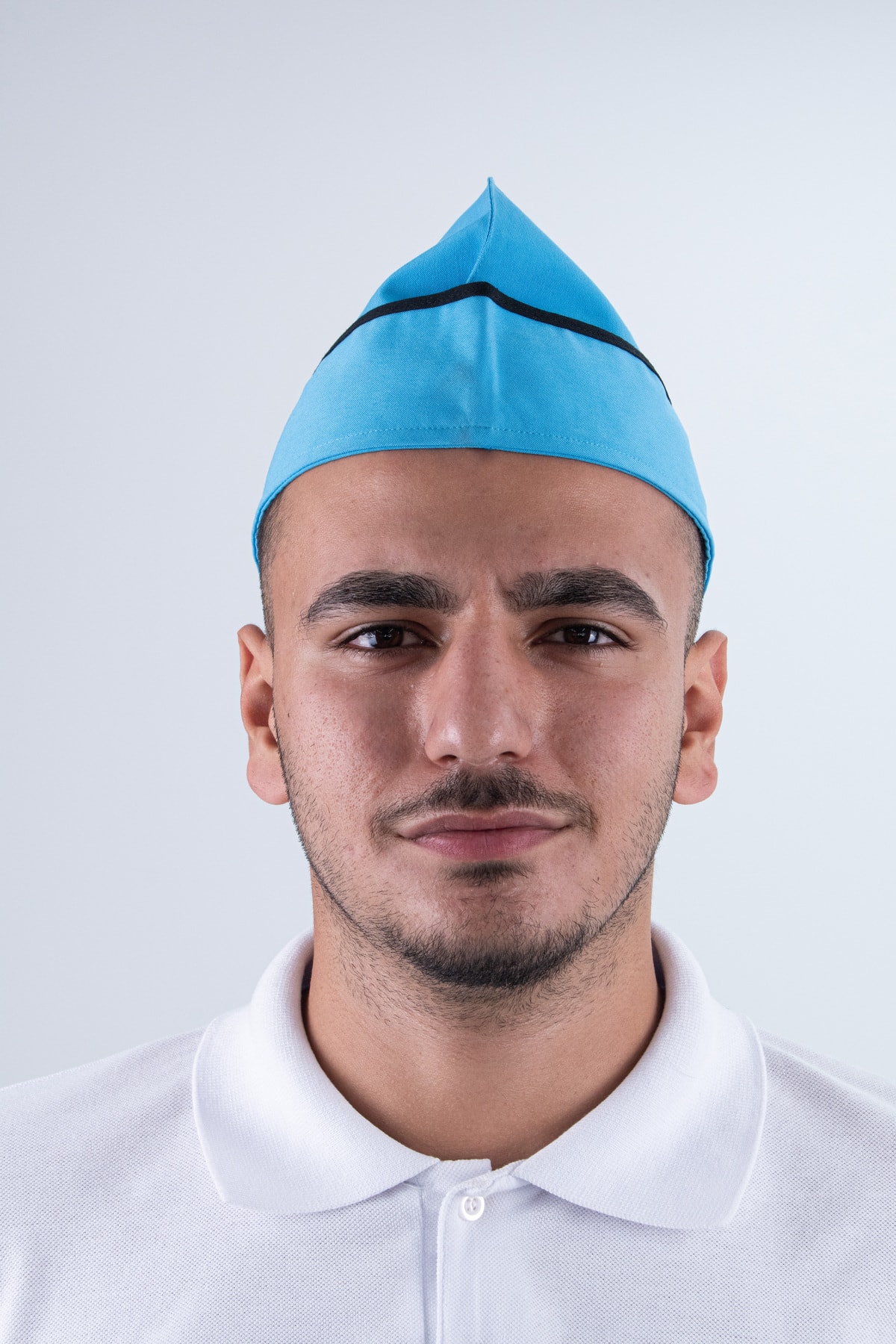 Chef Bone Kep Aşçı Şef Şapkası Beyaz ( Siyah Biyeli )