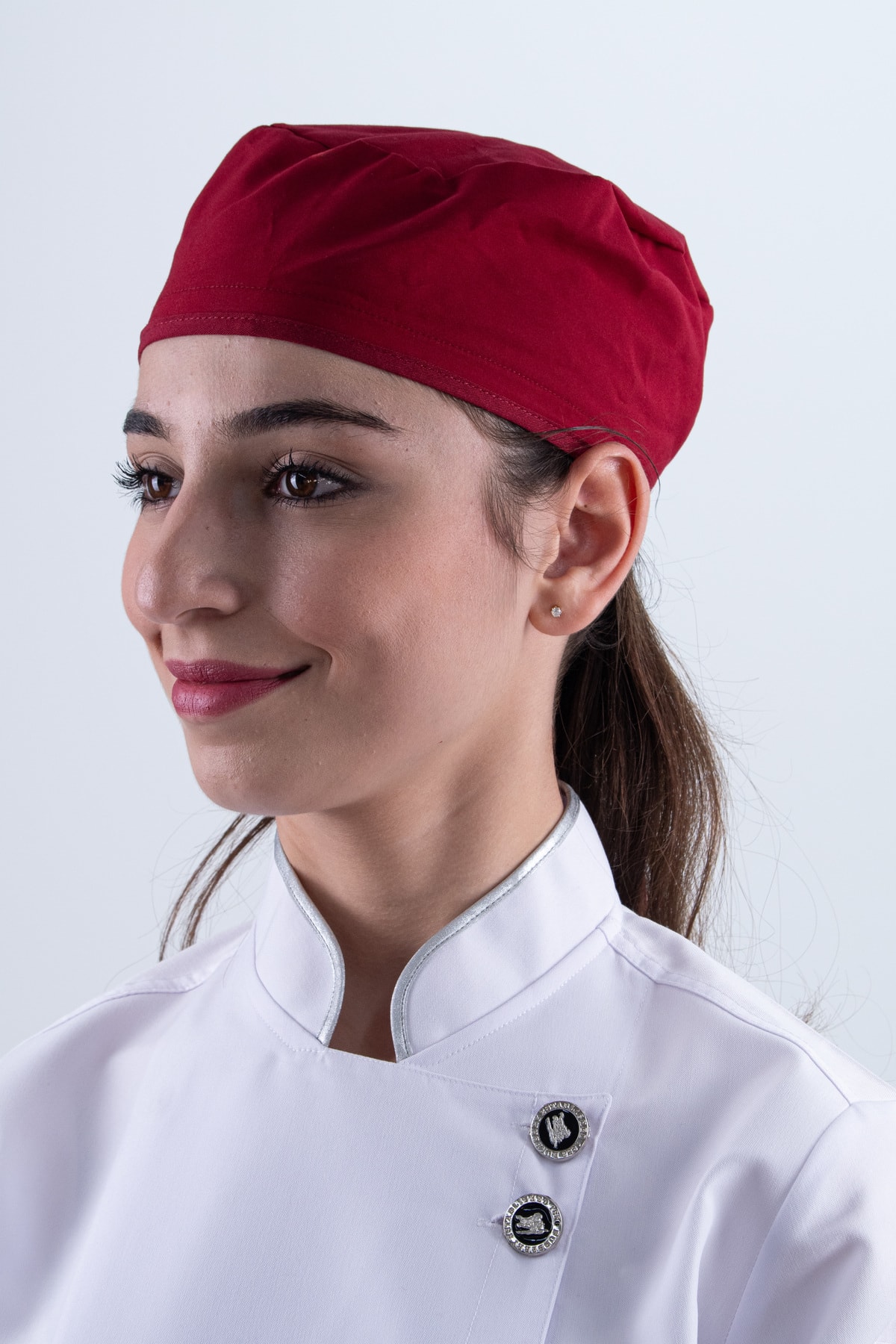 Chef Bone Kep Aşçı Şef Şapkası Kırmızı