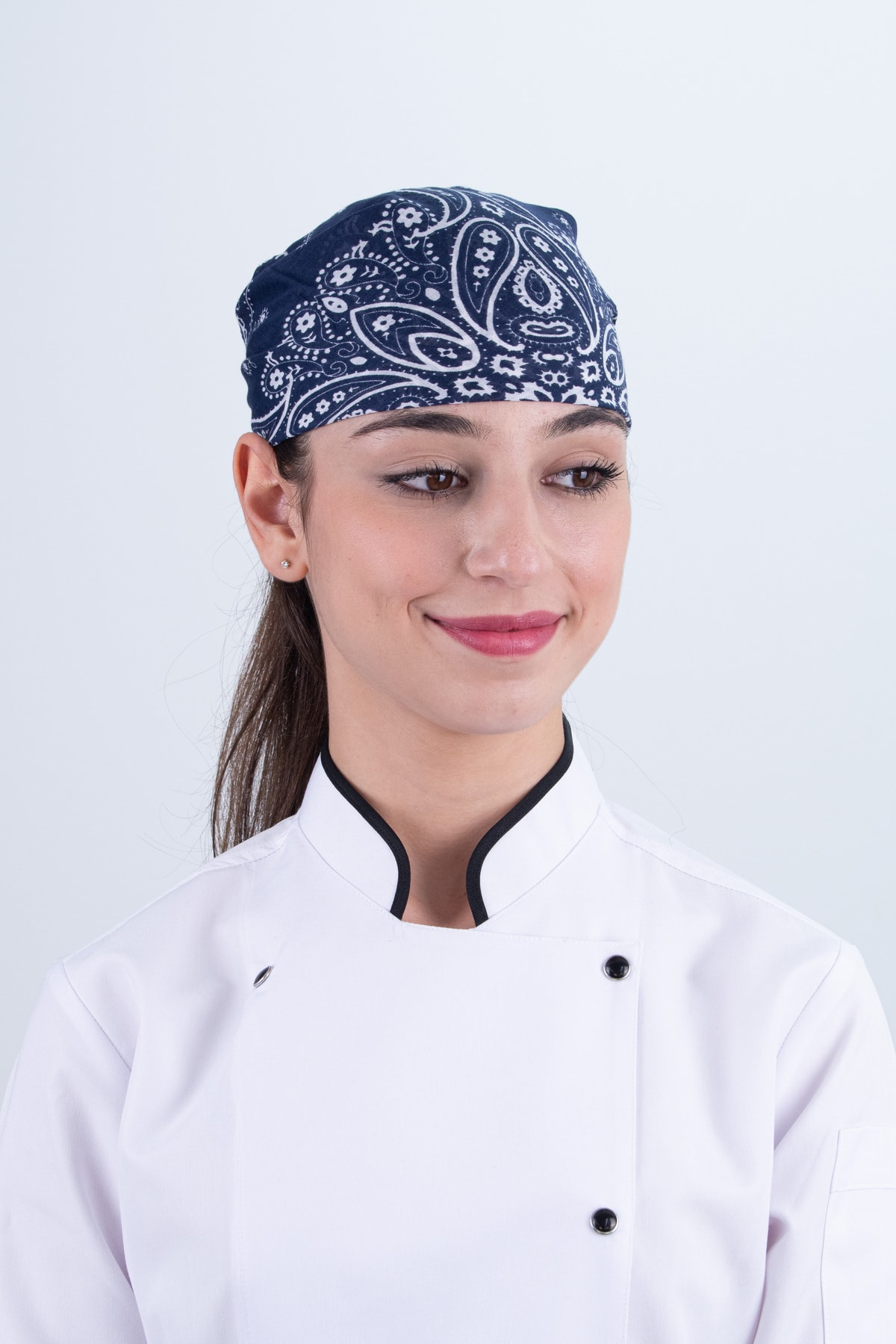 Chef Bone Kep Aşçı Şef Şapkası Şal Desen Bandana