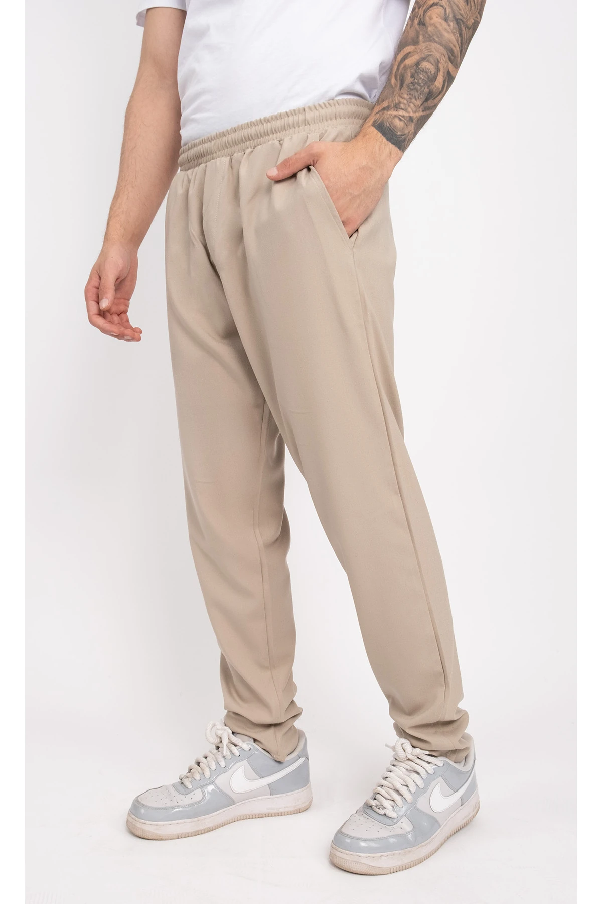 Lastikli Belden İpli Esnek Likralı Günlük İş Pantolonu