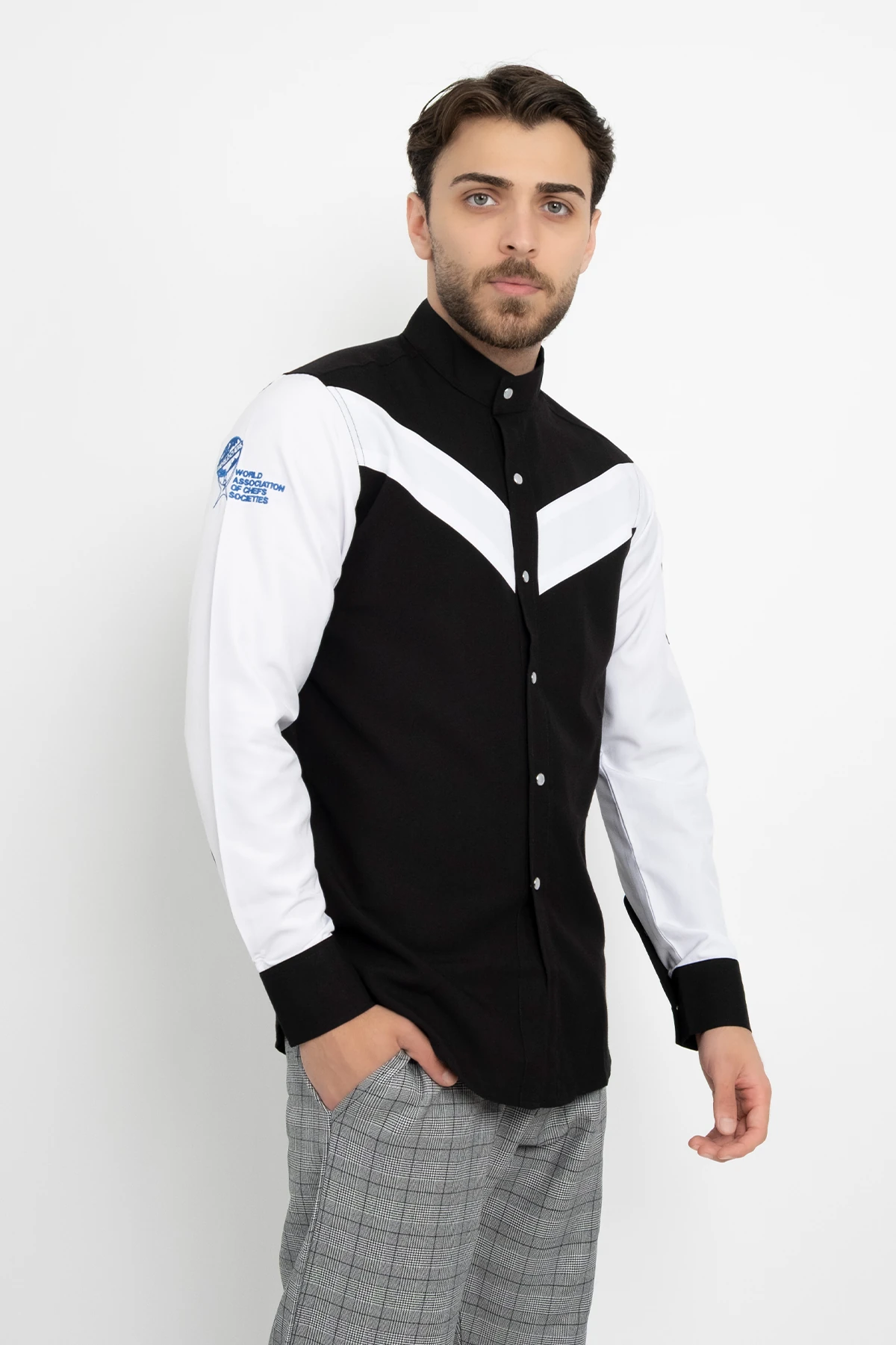 Siyah Beyaz Garnili Aşçı Şef Ceket Aşçı Uniforma (Chef Ceket) Personel Kıyafeti