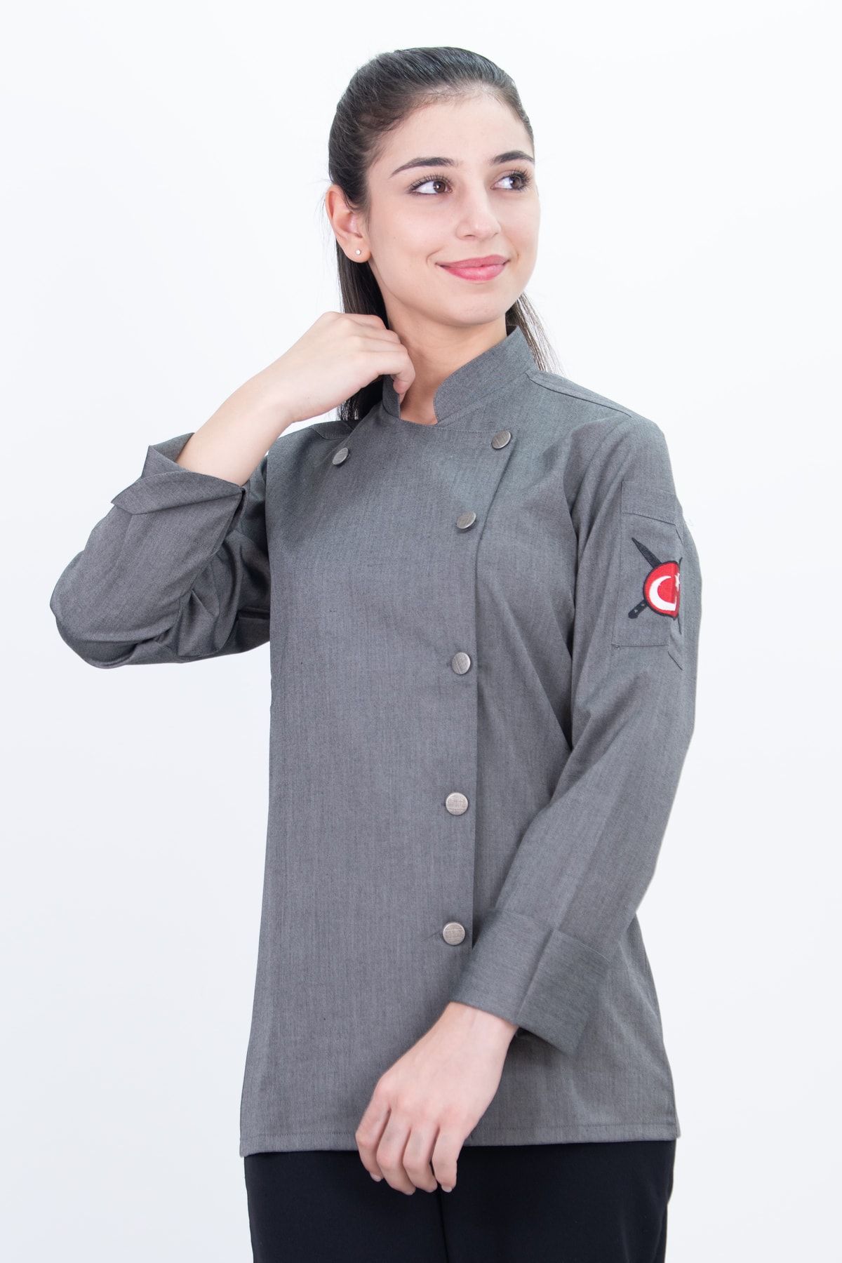 Yan Düğmeli Şef Gömlek Aşçı Kıyafeti Chef Aşçı Forması