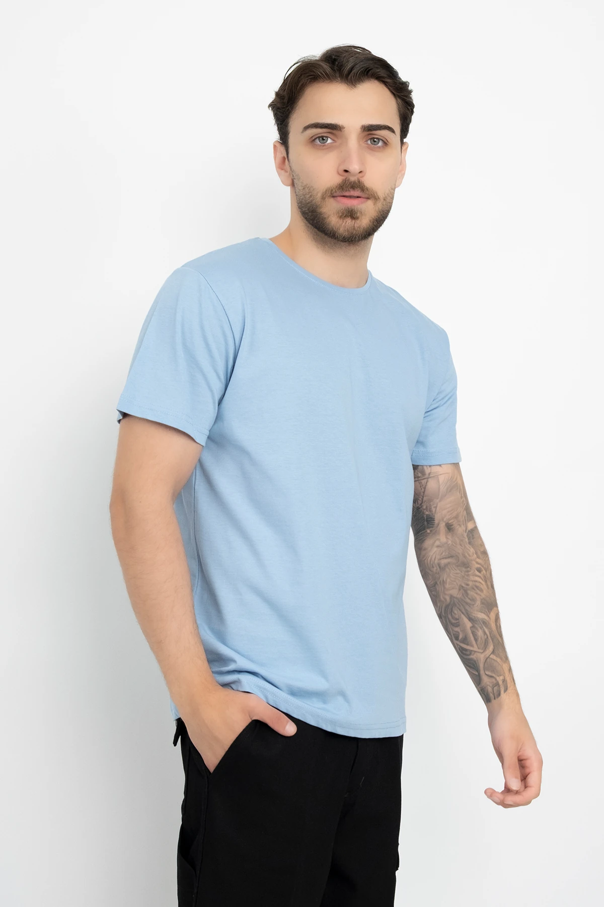 Bisiklet Yaka Günlük Pamuklu Yumuşak Dokulu Comfort Fit Basic T-Shirt