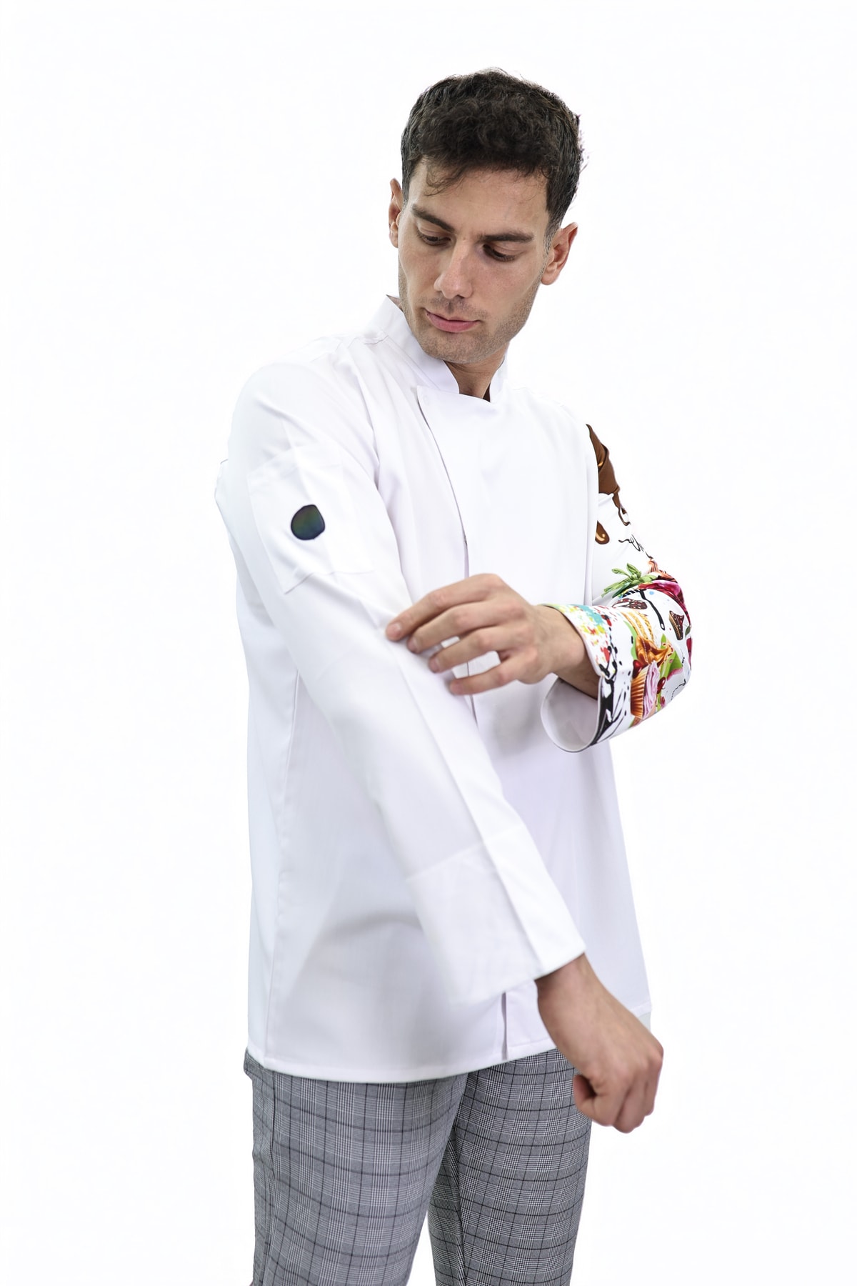 Kolu Desenli Şef Ceket Aşçı Kıyafeti Chef Aşçı Forması