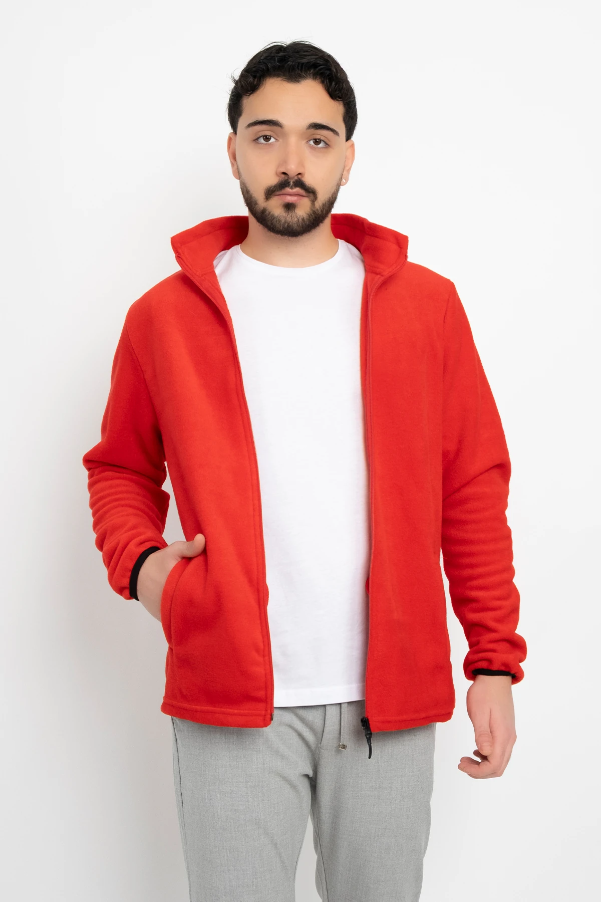 Unisex Anti-Pilling Tüylenme Yapmayan Standart Fit Tam Fermuarlı Soğuk Geçirmez Polar Hırka