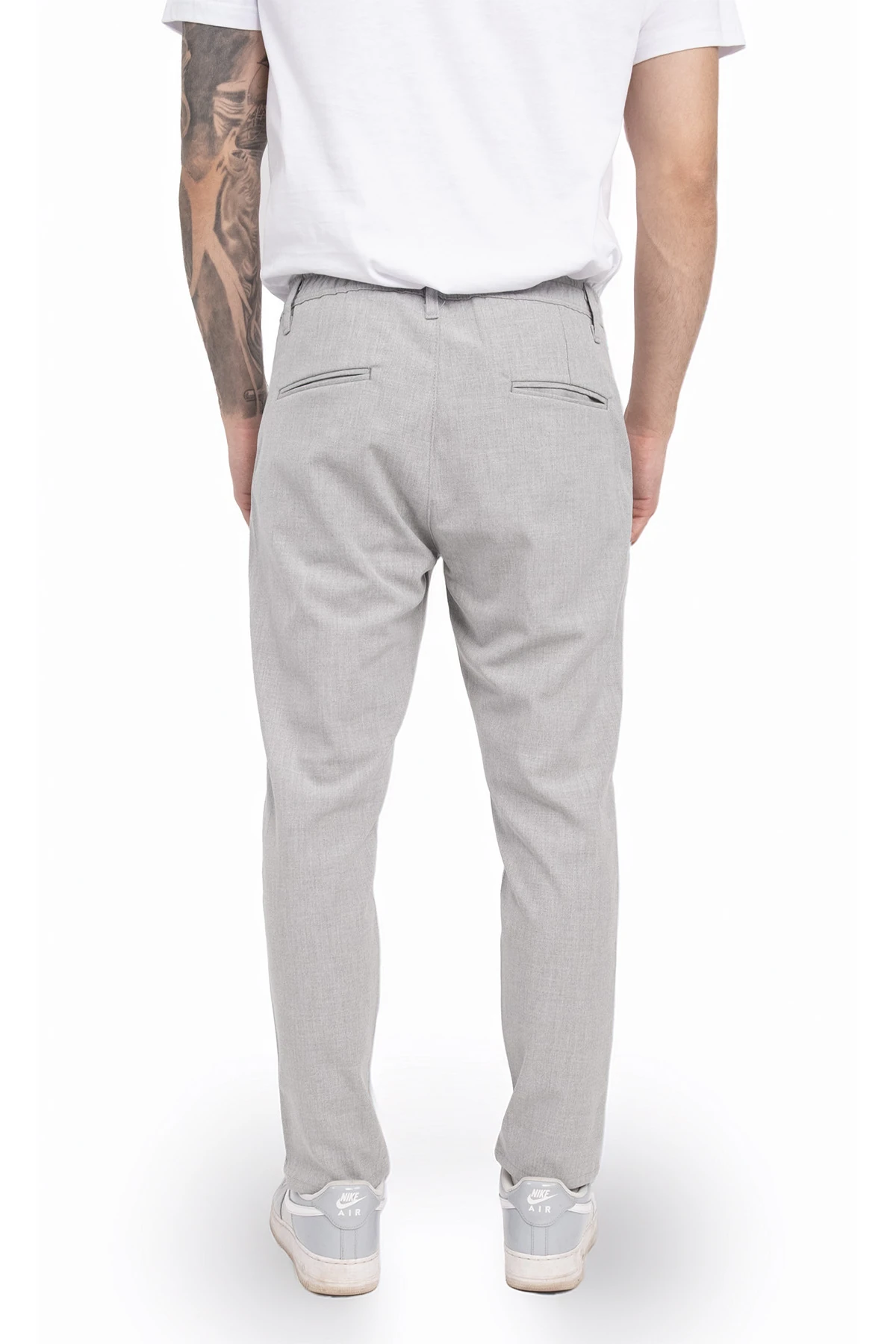 Dar Paça Esnek Likralı Kemerli Cepli Lastikli İpli Düğmeli Pantolon İş Pantolonu