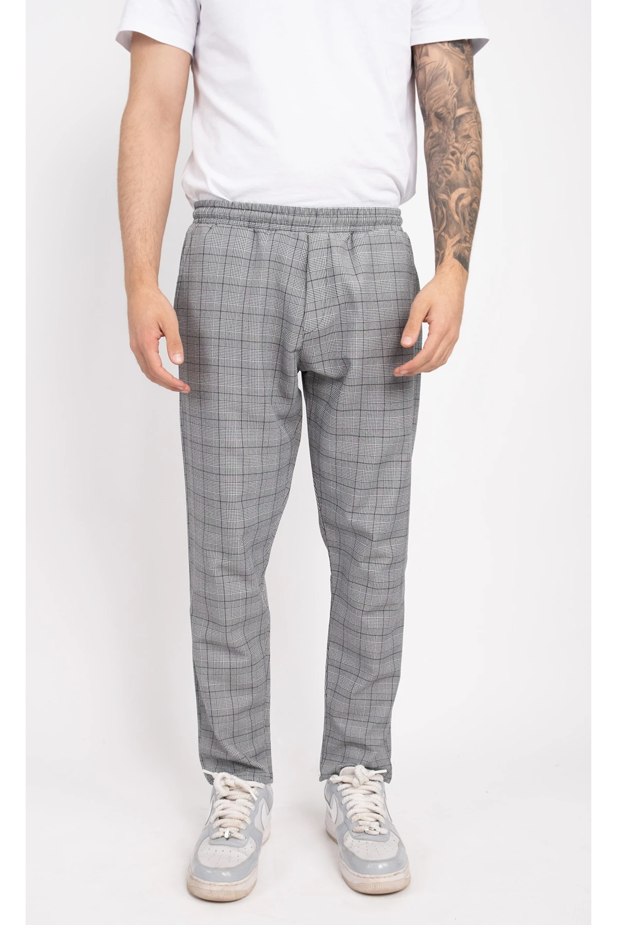 Kare Desenli Belden Lastikli Günlük Pantolon Aşçı Mutfak İş Kıyafeti İş Pantolonu