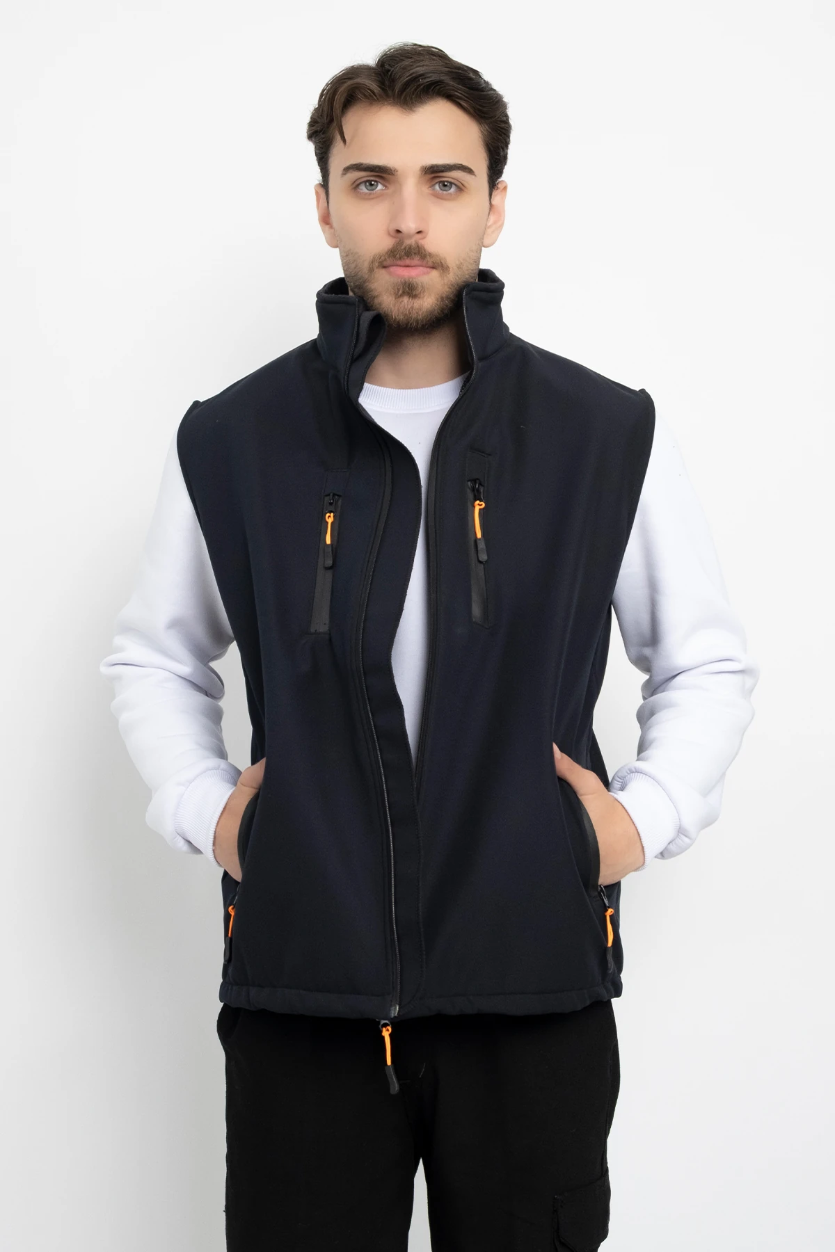 Softshell İçi Polarlı Su Geçirmez Standart Fit Yelek Rüzgar Geçirmez Tam Fermuar Kışlık Unisex