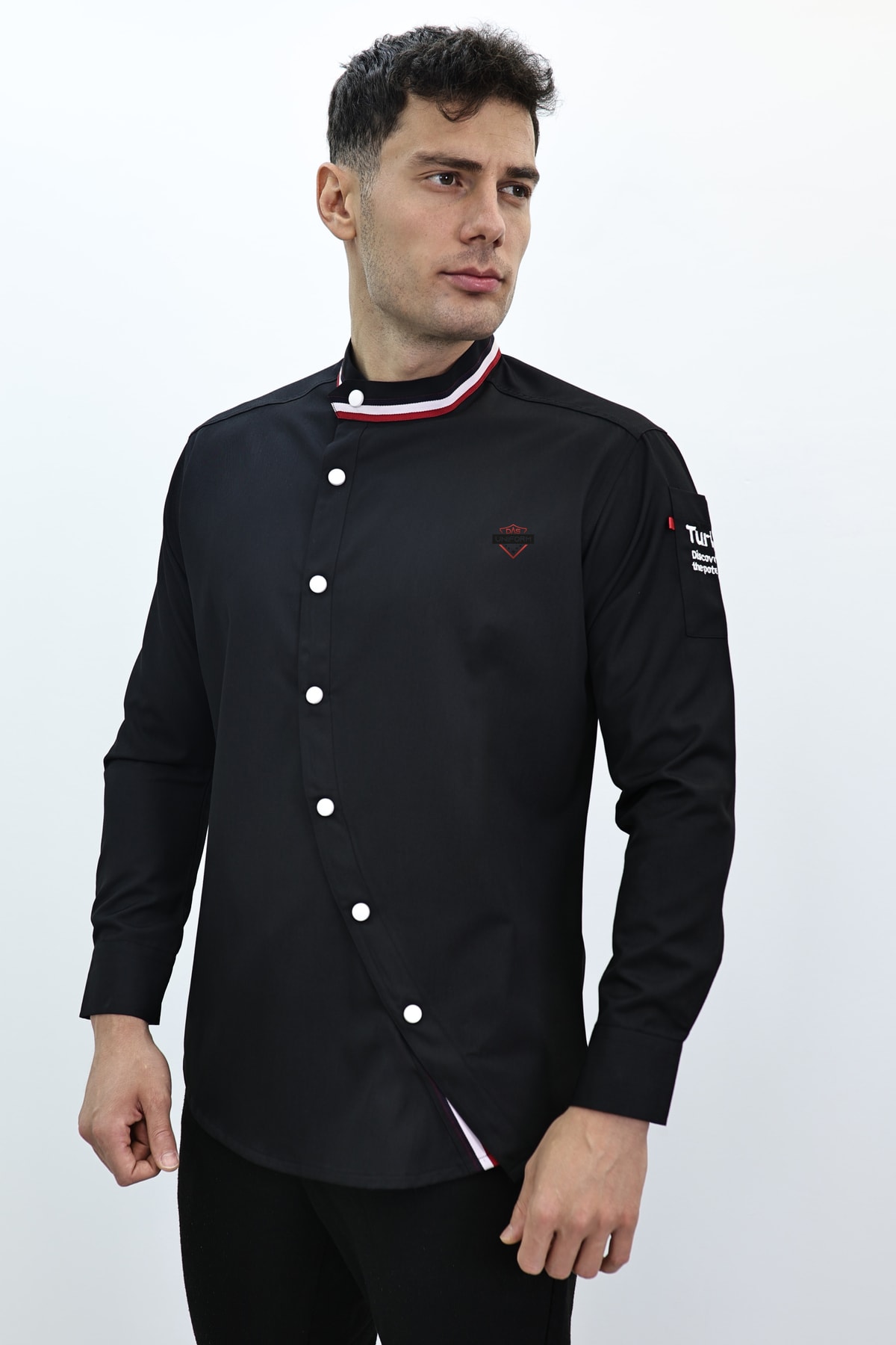 Uzun Kollu çıtçıtlı Şef gömlek Aşçı Kıyafeti Chef Aşçı Forması