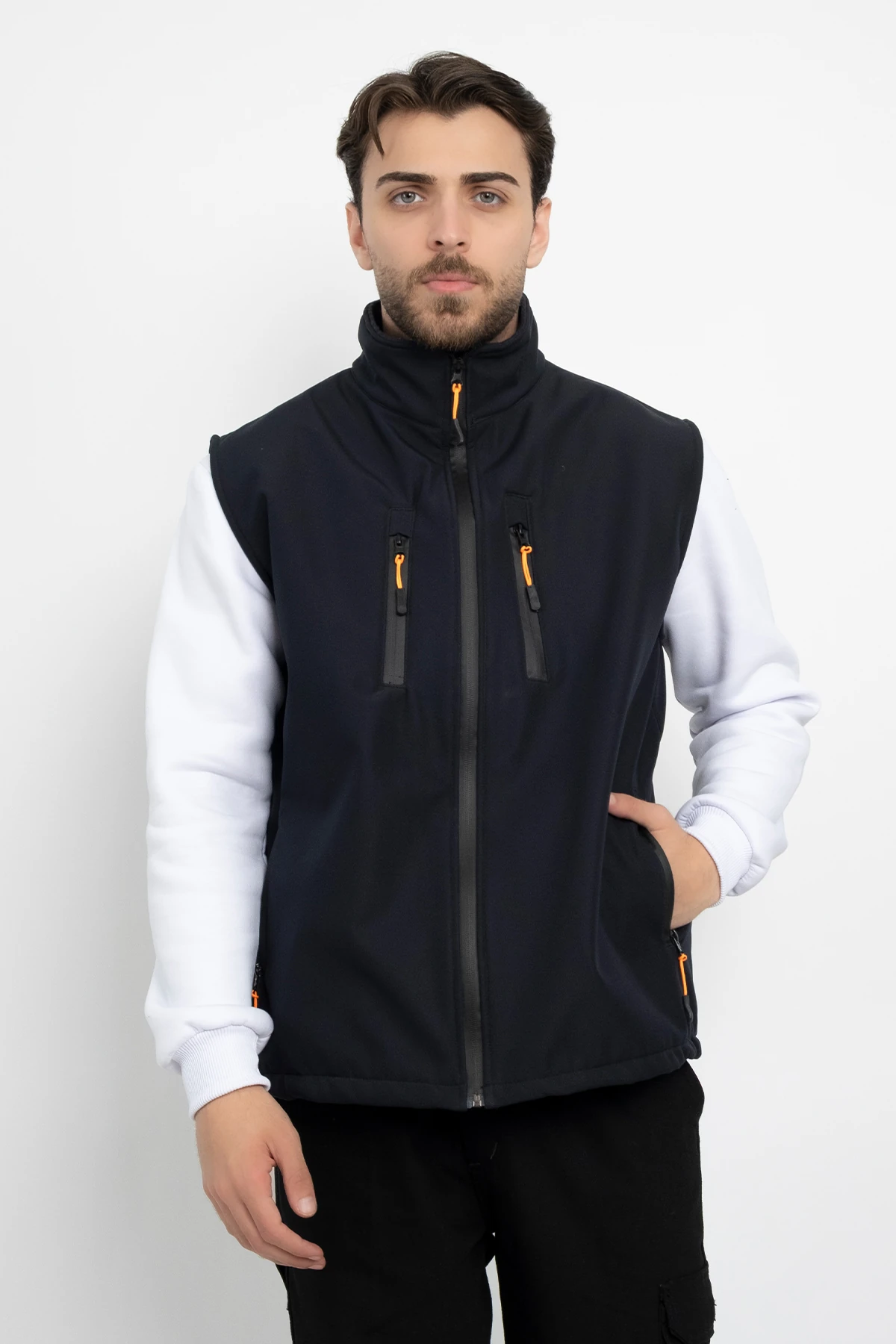 Softshell İçi Polarlı Su Geçirmez Standart Fit Yelek Rüzgar Geçirmez Tam Fermuar Kışlık Unisex