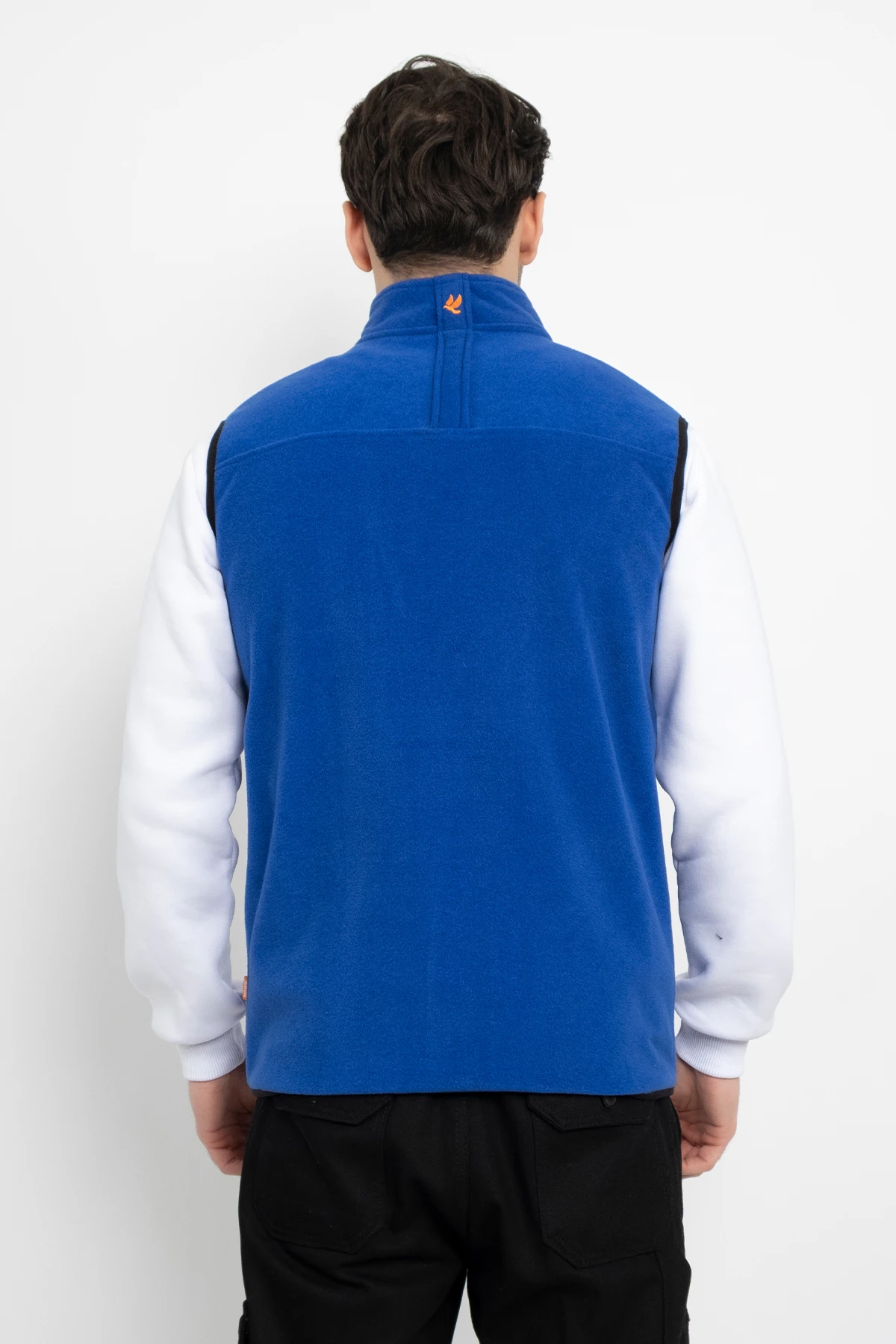 Unisex Traşlanmış Tüylenmez Armalı Cepli Polar Yelek Standart Tam Fermuarlı Soğuk Geçirmez Yelek