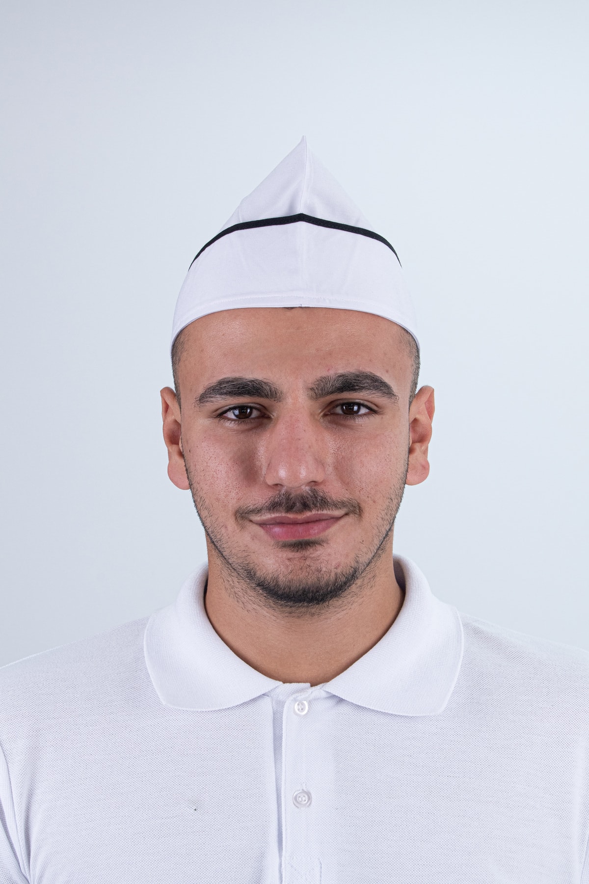 Chef Bone Kep Aşçı Şef Şapkası Beyaz ( Siyah Biyeli )