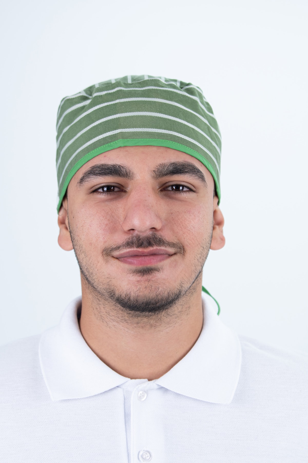 Chef Bone Kep Aşçı Şef Şapkası Çizgi Desenli Haki