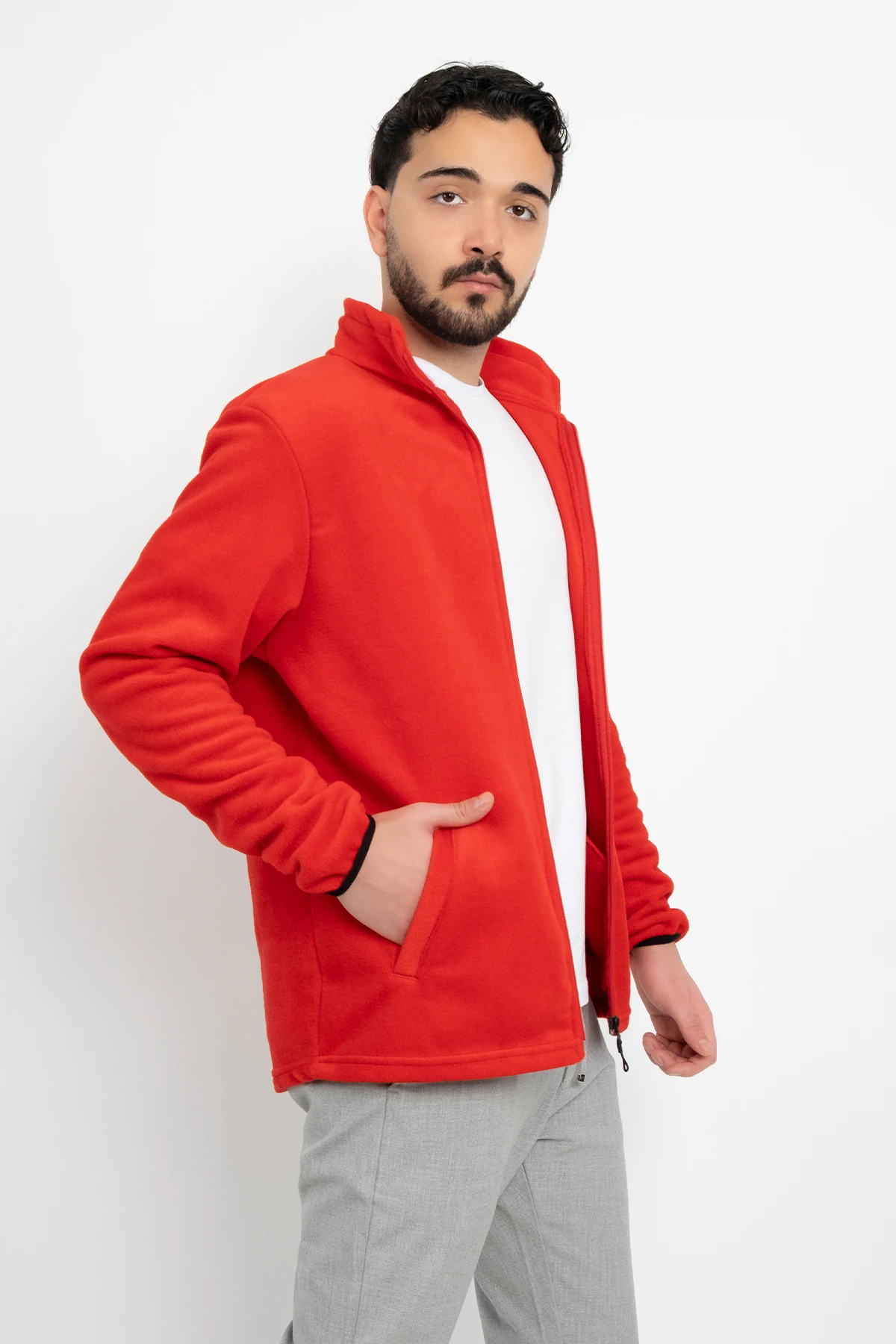 Unisex Anti-Pilling Tüylenme Yapmayan Standart Fit Tam Fermuarlı Soğuk Geçirmez Polar Hırka