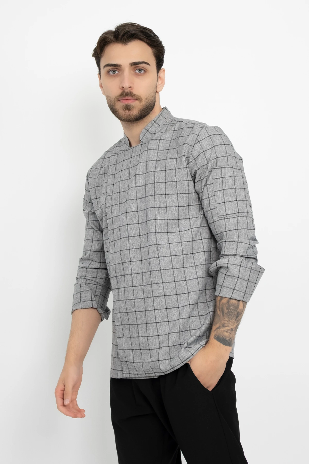 Kareli Ekose Desenli Aşçı Şef Ceket Aşçı Uniforma (Chef Ceket) Personel Kıyafeti