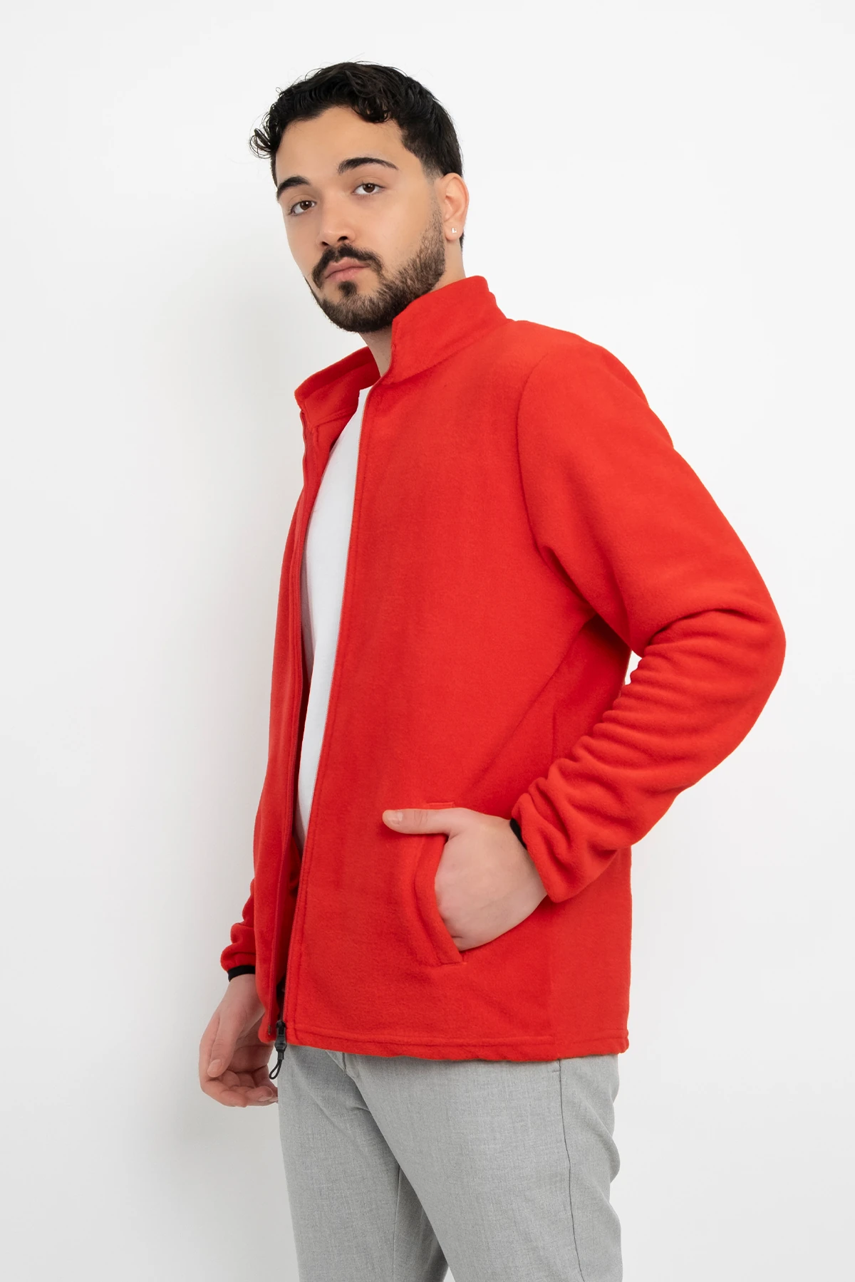 Unisex Anti-Pilling Tüylenme Yapmayan Standart Fit Tam Fermuarlı Soğuk Geçirmez Polar Hırka