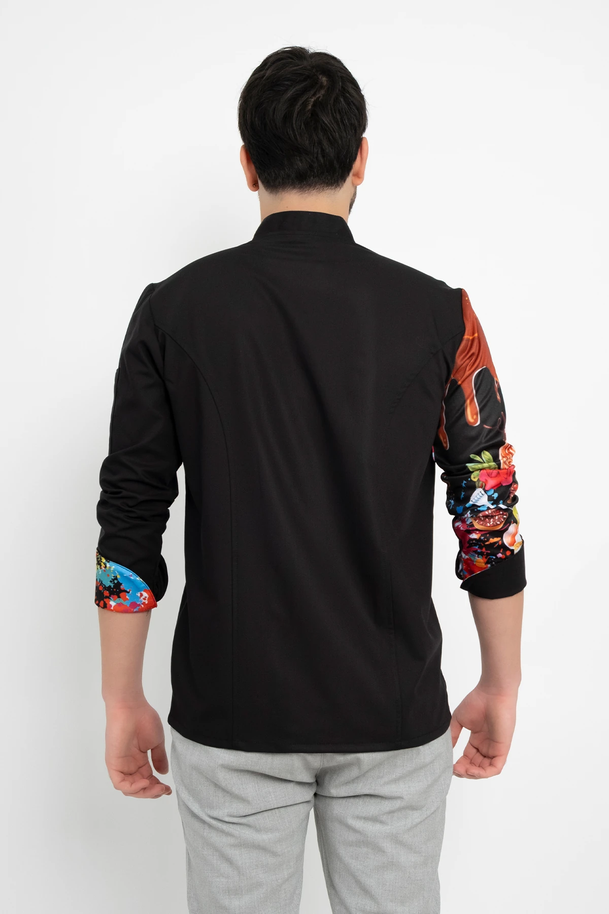 Çikolata Desenli Kol Detaylı Şef Ceket Aşçı Uniforma (Chef Ceket) Personel Kıyafeti