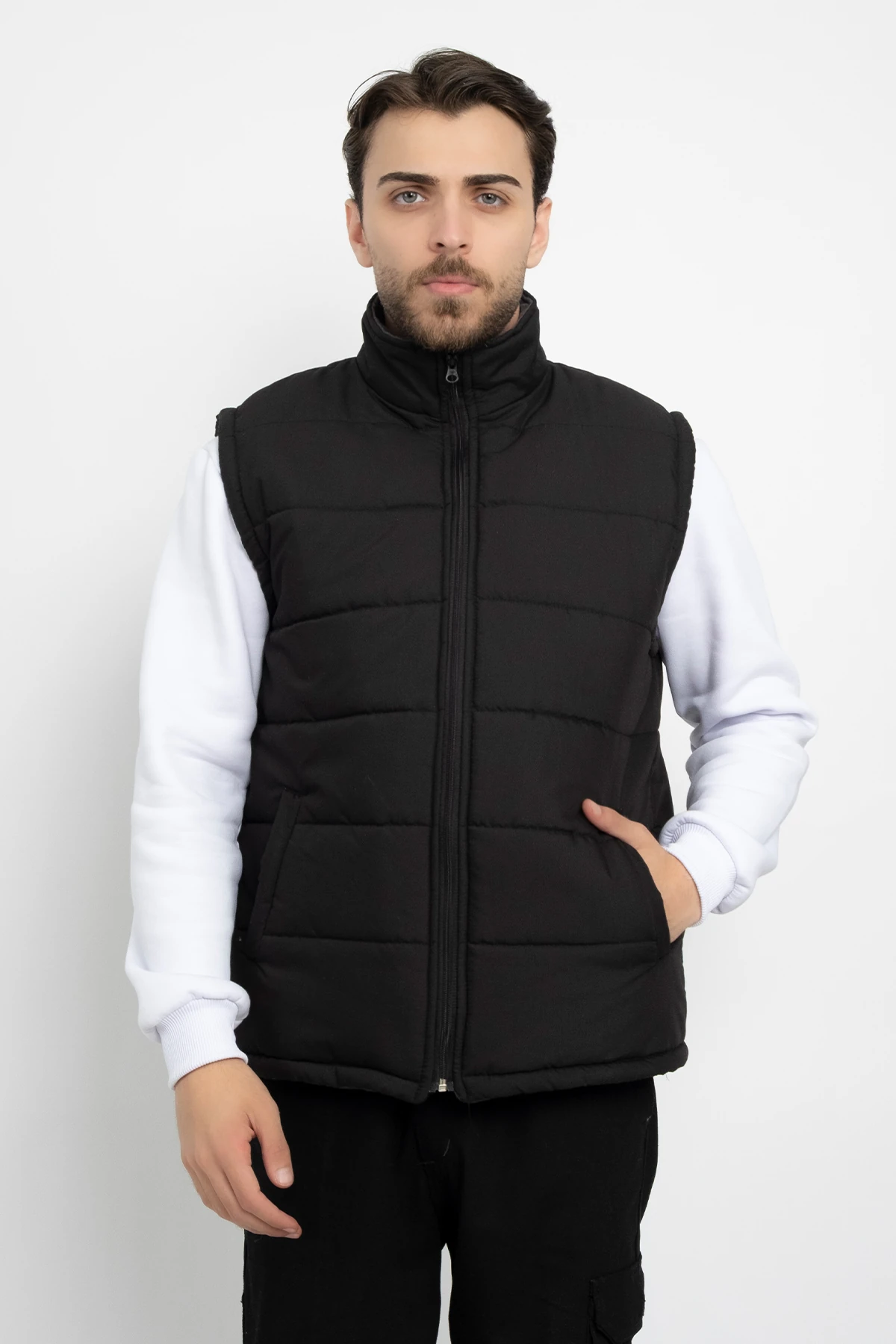 Bondit İçi Polarlı Su Geçirmez Standart Fit Yelek Tam Fermuar Kışlık Unisex Yelek