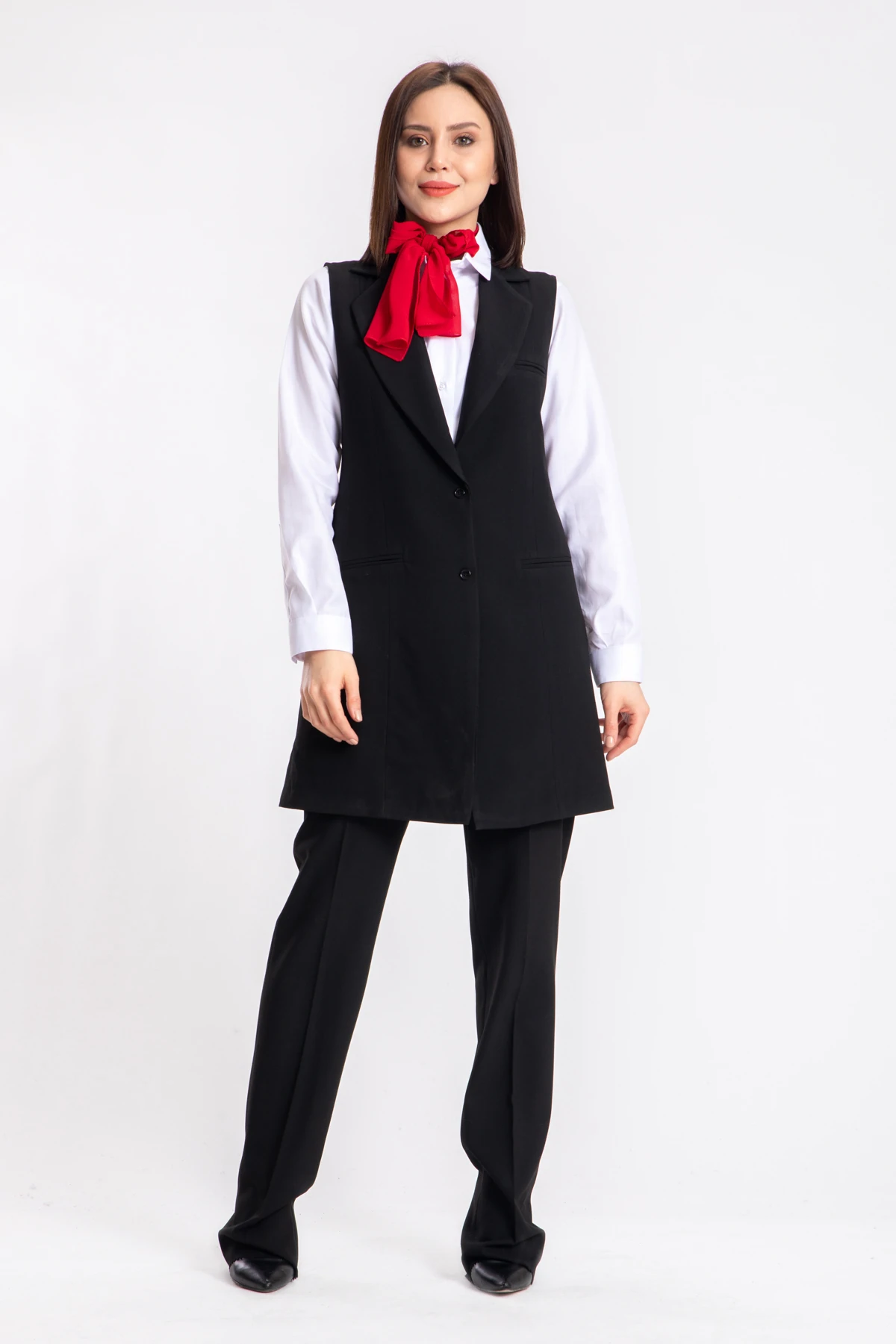 Klasik Kadın Garson Tunik Siyah İş Üniforması