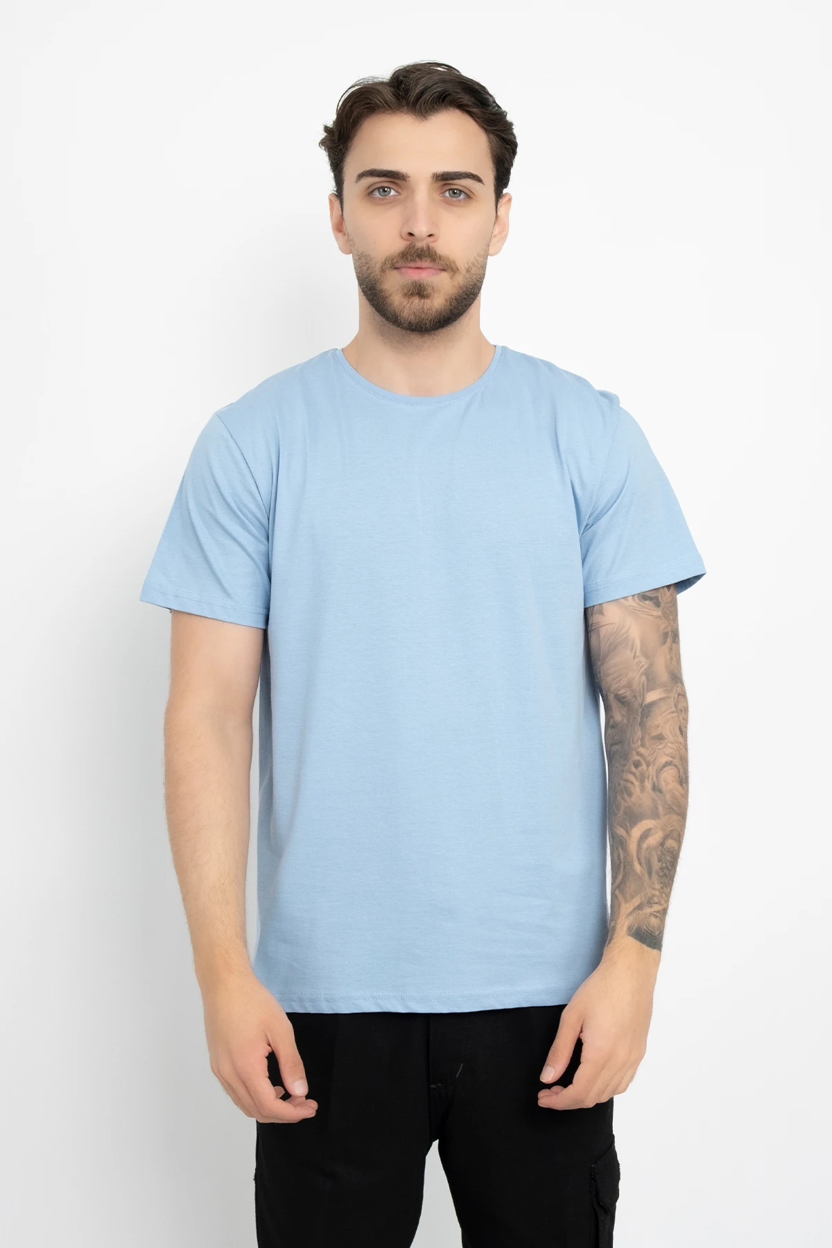 Bisiklet Yaka Günlük Pamuklu Yumuşak Dokulu Comfort Fit Basic T-Shirt