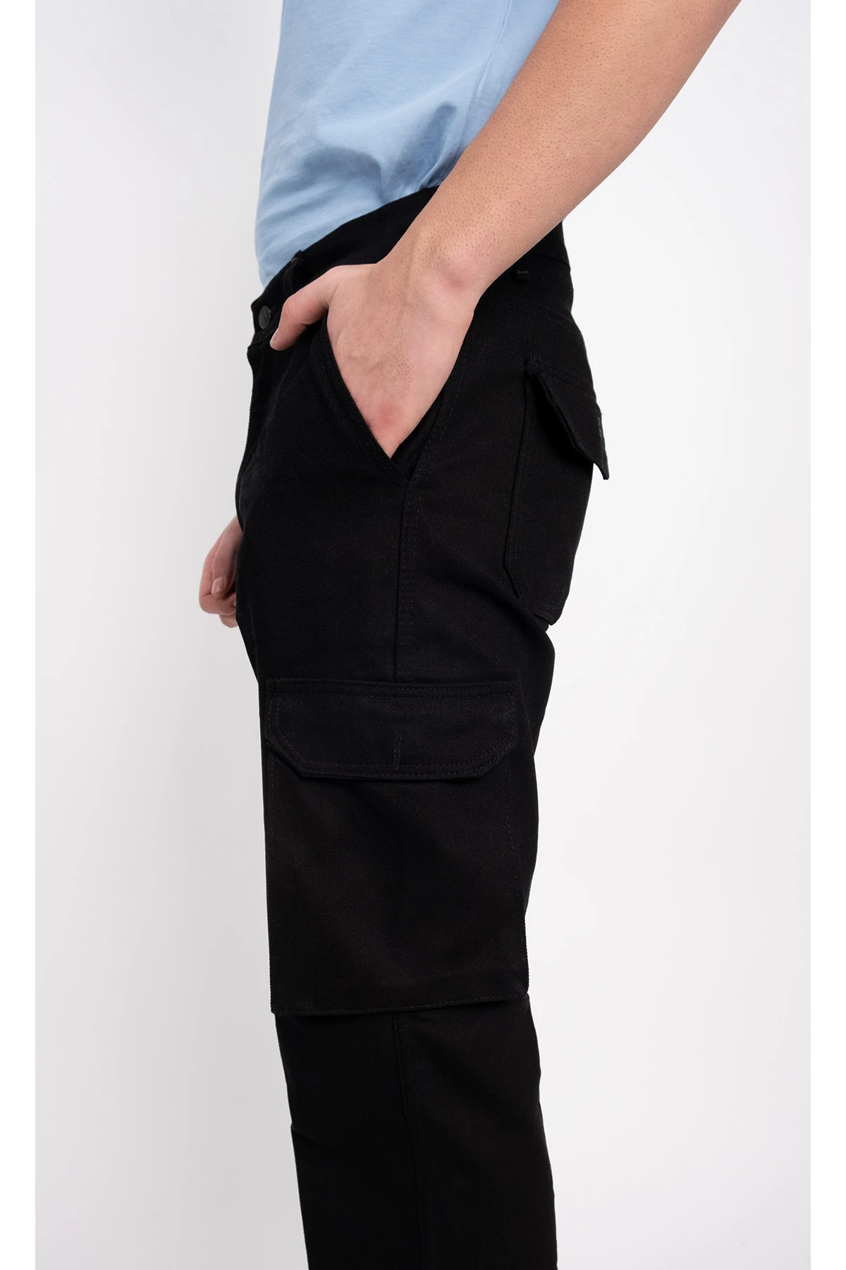 Kargo Cepli Belden Lastikli Düğmeli Fermuarlı Çok Cepli Gabardin Kargo İş Pantolonu