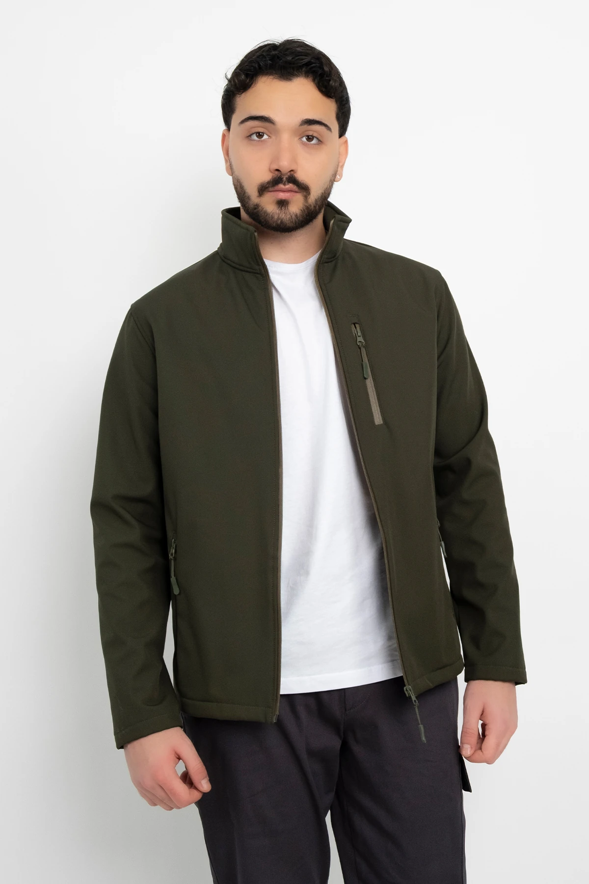 Softshell İçi Polarlı Su Geçirmez Standart Fit Ceket Rüzgar Geçirmez Tam Fermuar Kışlık Unisex Mont