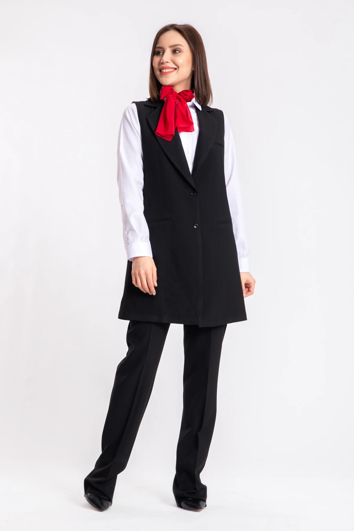 Klasik Kadın Garson Tunik Siyah İş Üniforması