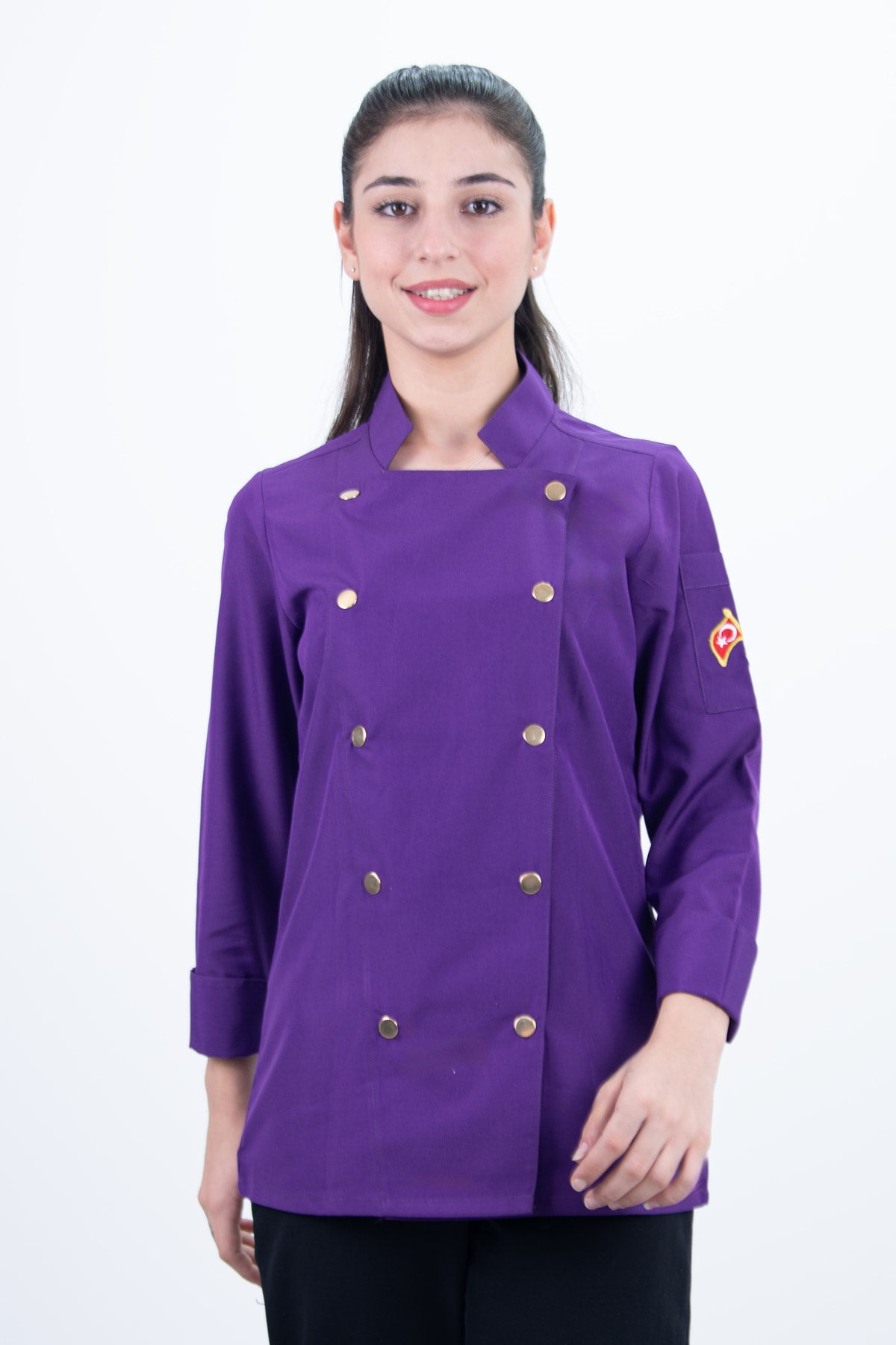 Çift Şerit ÇıtÇıt Şef Gömlek Aşçı Kıyafeti Chef Aşçı Forması