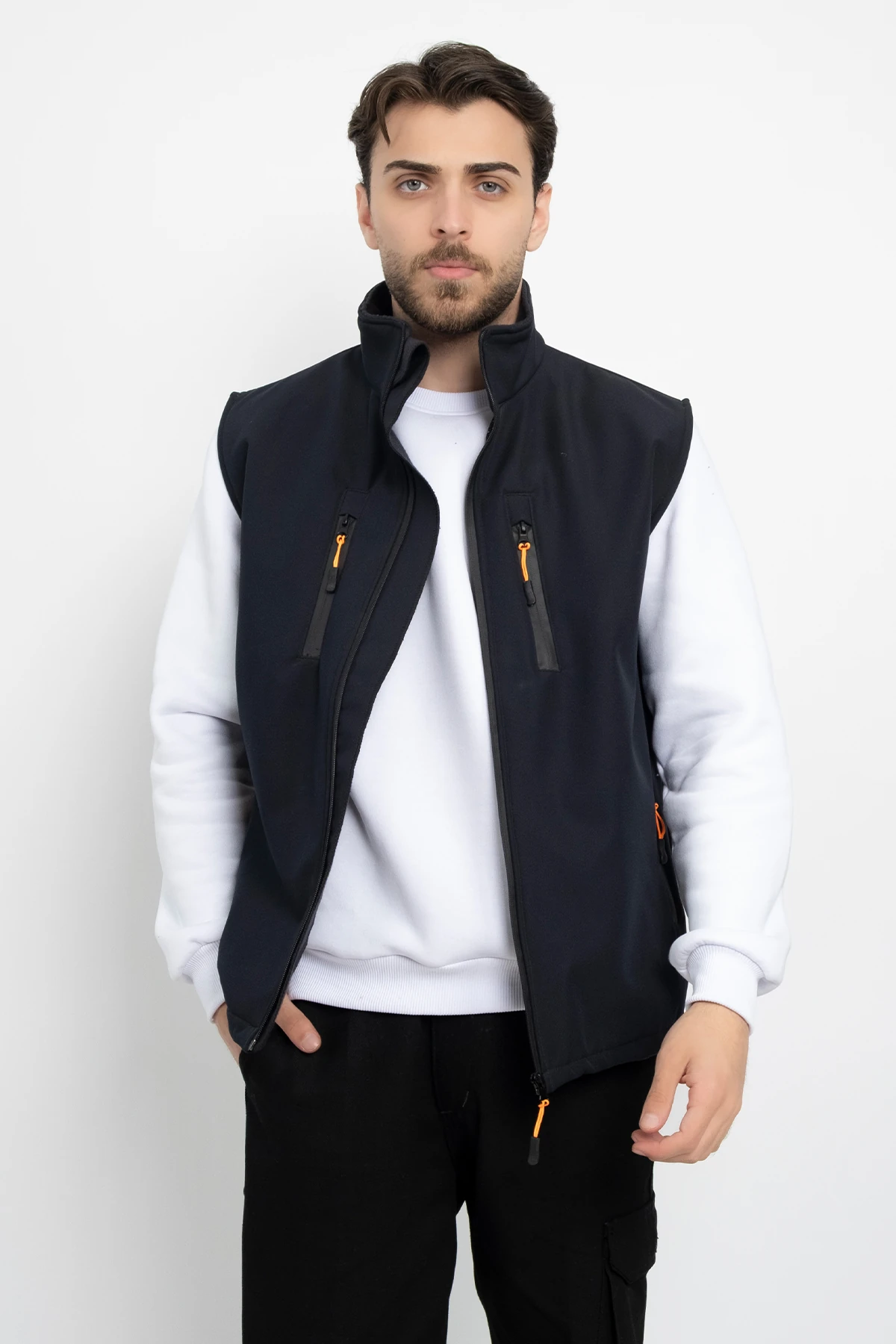 Softshell İçi Polarlı Su Geçirmez Standart Fit Yelek Rüzgar Geçirmez Tam Fermuar Kışlık Unisex