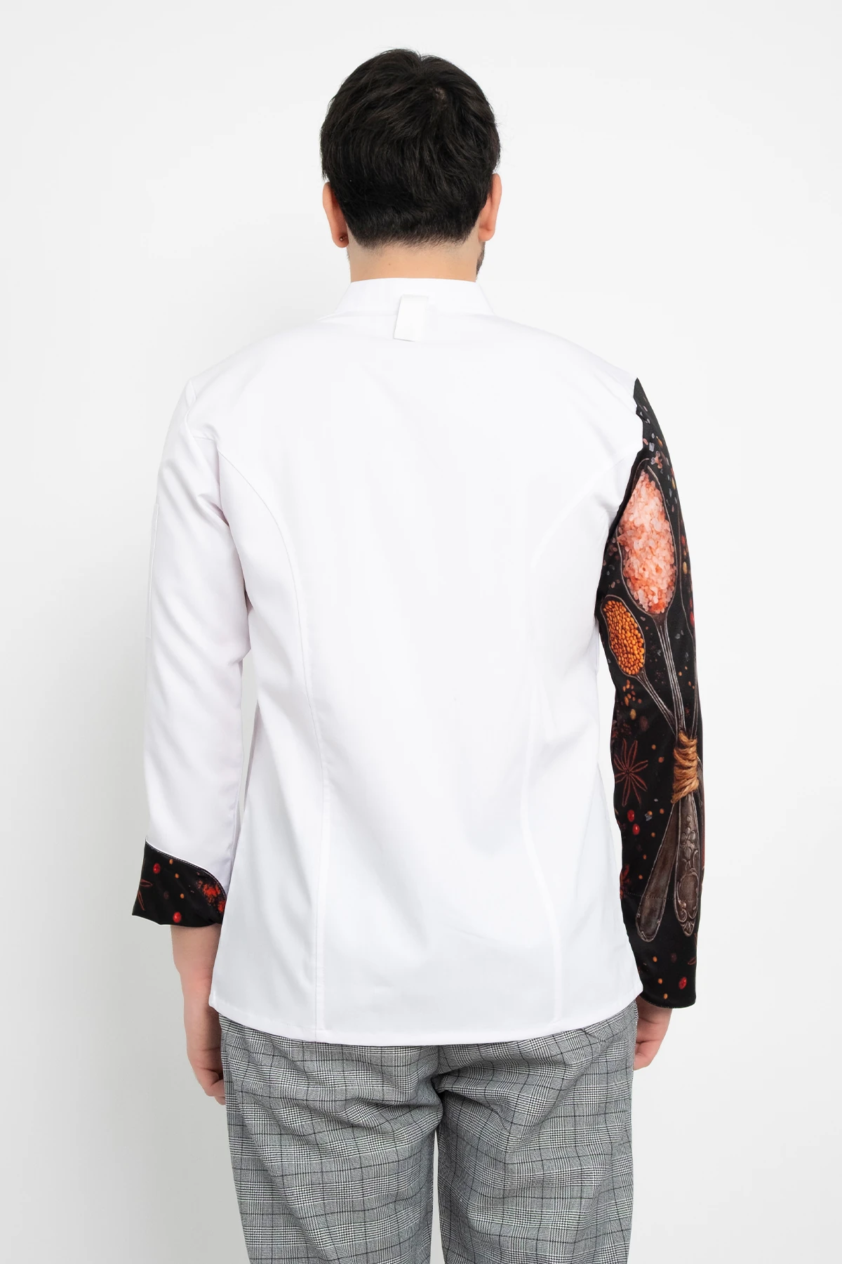 Baharat Desenli Beyaz Şef Ceket Aşçı Uniforma (Chef Ceket) Personel Kıyafeti