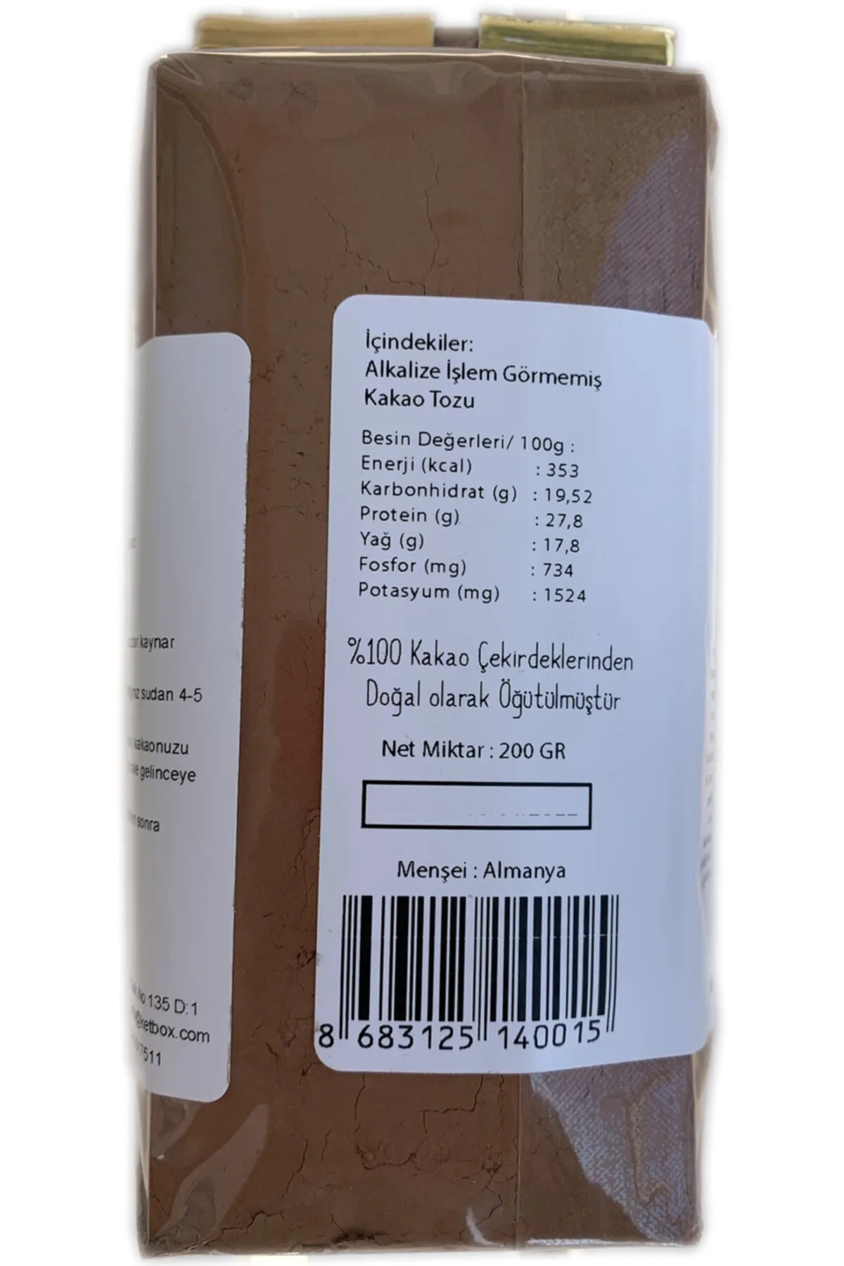 Doğal Ham Kakao Tozu 200gr