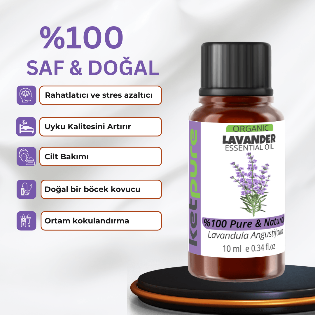 Organik İçerikli Lavanta Uçucu Yağı (10 ml) Lavandula Angustifolia Essential Oil