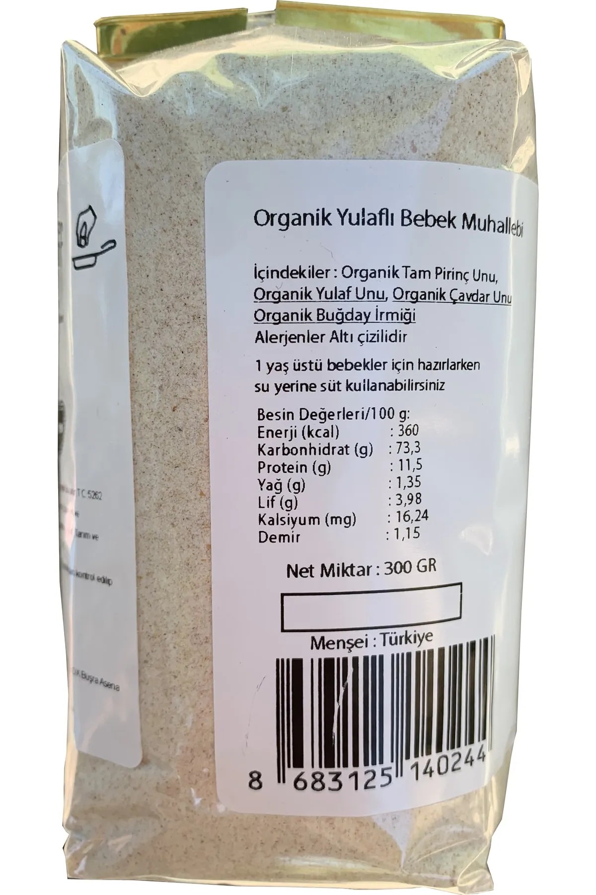 Organik Yulaflı Bebek Muhallebi Karışımı 300 gr Ek Gıda - 6 Ay Ve Üzeri Için Sertifikalı