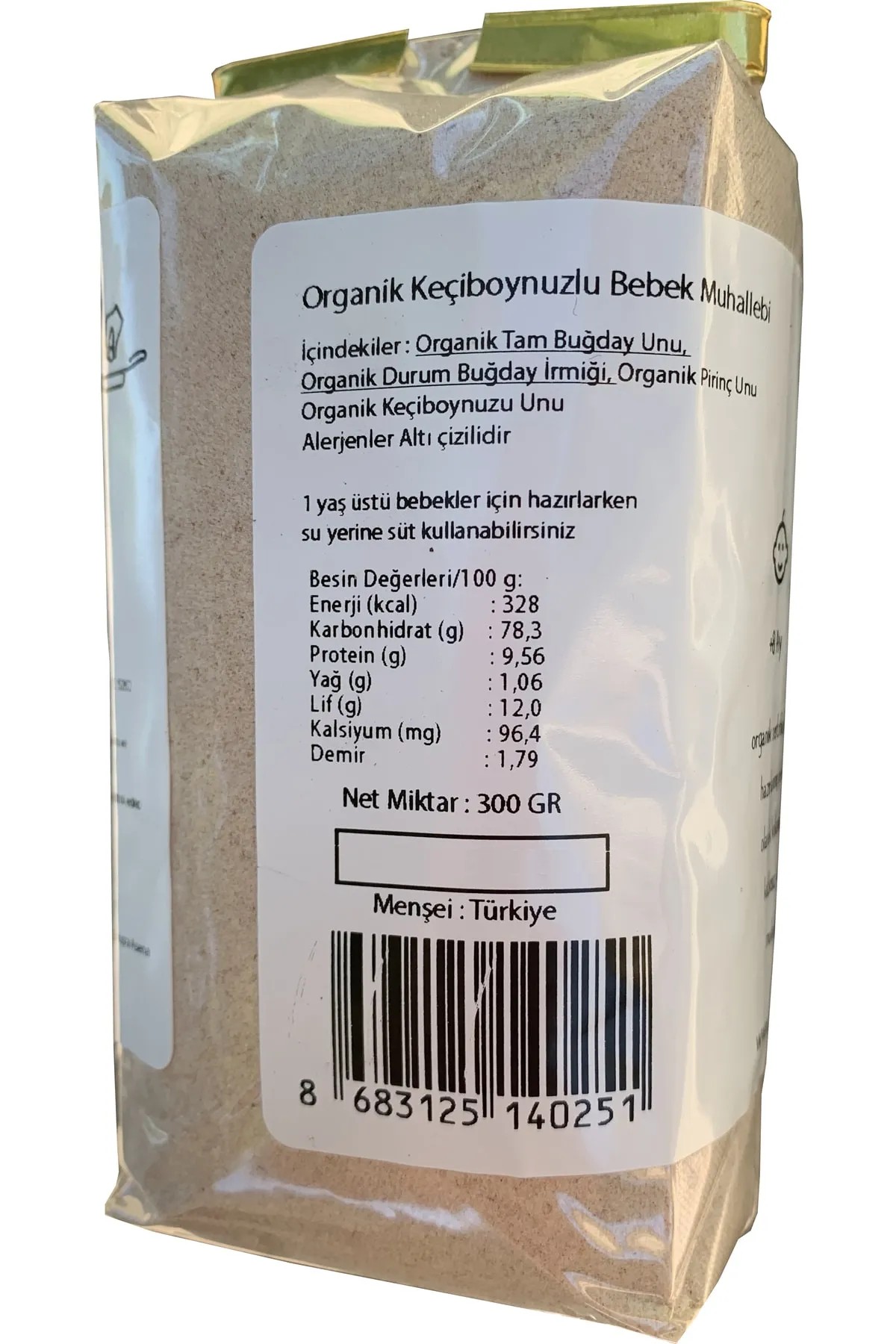 Organik Keçiboynuzlu Bebek Muhallebisi Karışımı 300 gr Ek Gıda - 8 Ay Ve Üzeri Için Sertifikalı