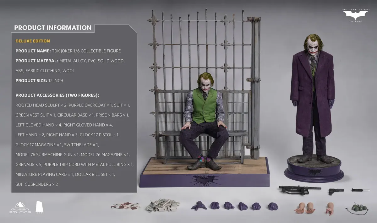 INART Queen Studios Joker 1/6 Scale Deluxe Figure Set (Rooted Hair)