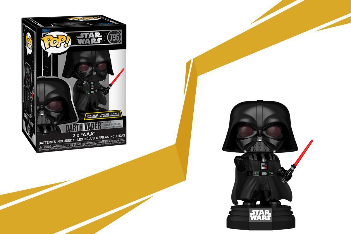 Star Wars Lights and Sounds Darth Vader with Lightsaber 5 Inch POP Figure